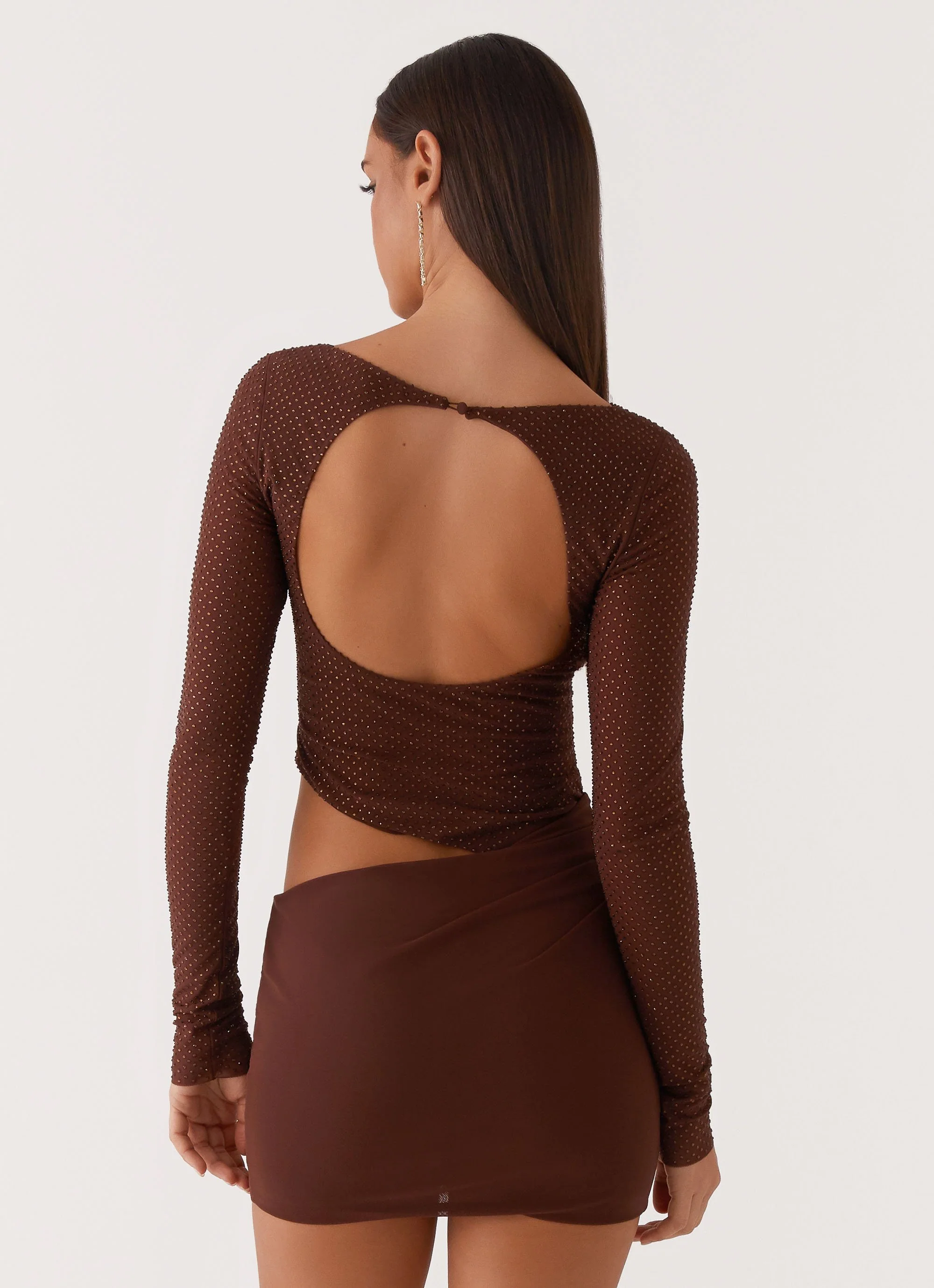 Catch The Night Sequin Mini Dress - Chocolate - Image 4