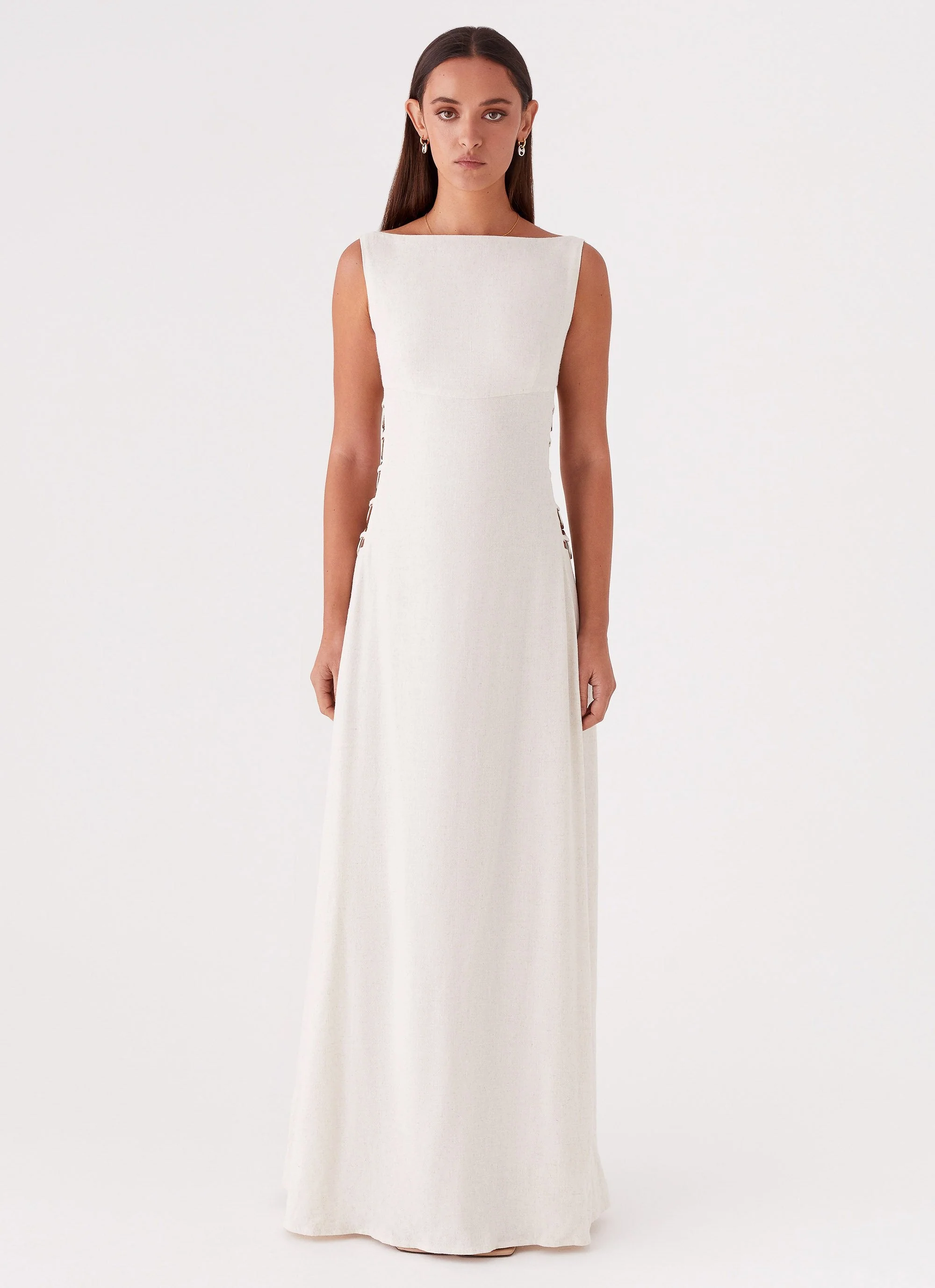 Catherine Linen Maxi Dress - Oatmeal - Image 2