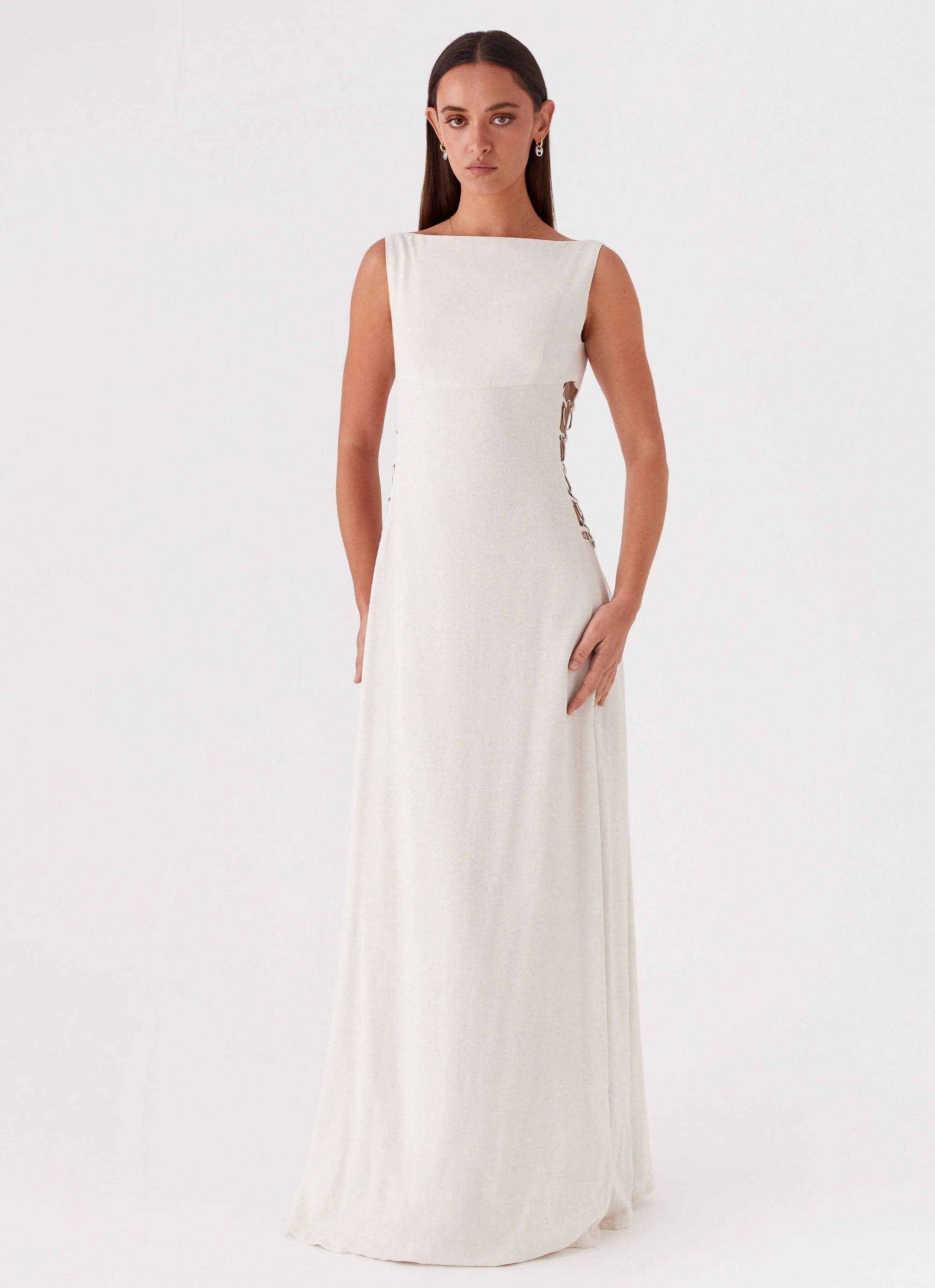 Catherine Linen Maxi Dress - Oatmeal - Image 5