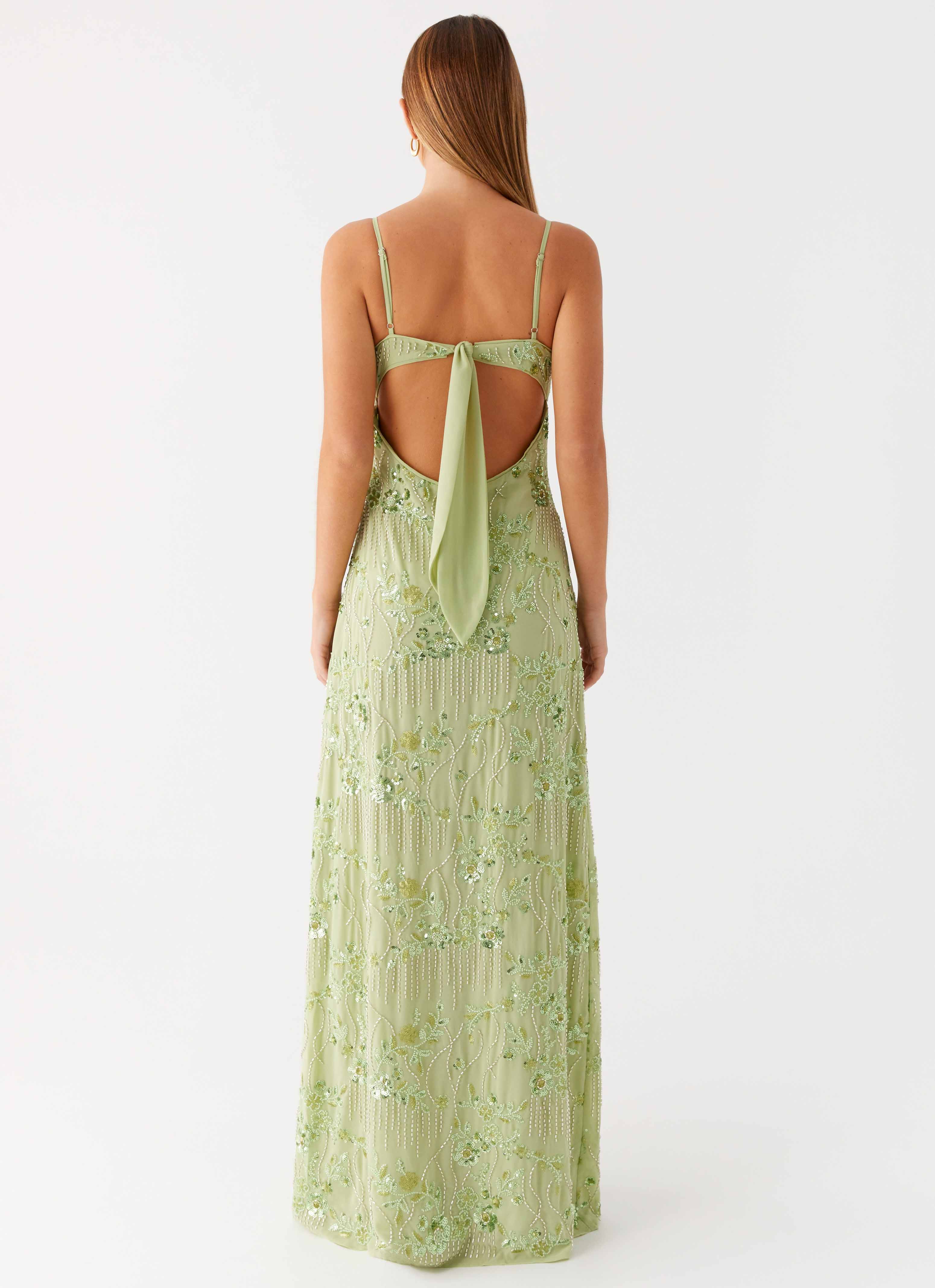 Celandine Beaded Maxi Dress - Lime - Image 5