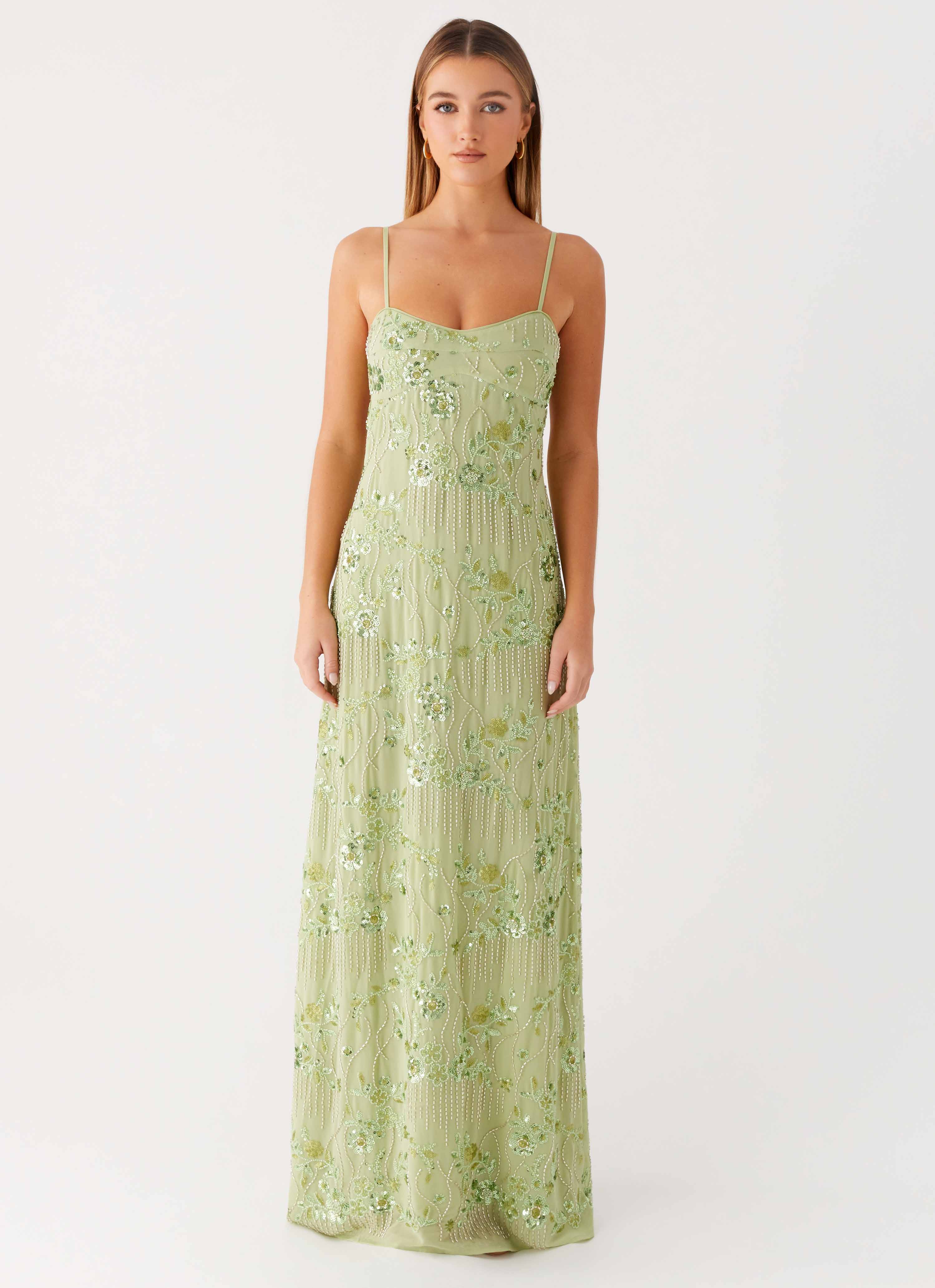 Celandine Beaded Maxi Dress - Lime - Image 7