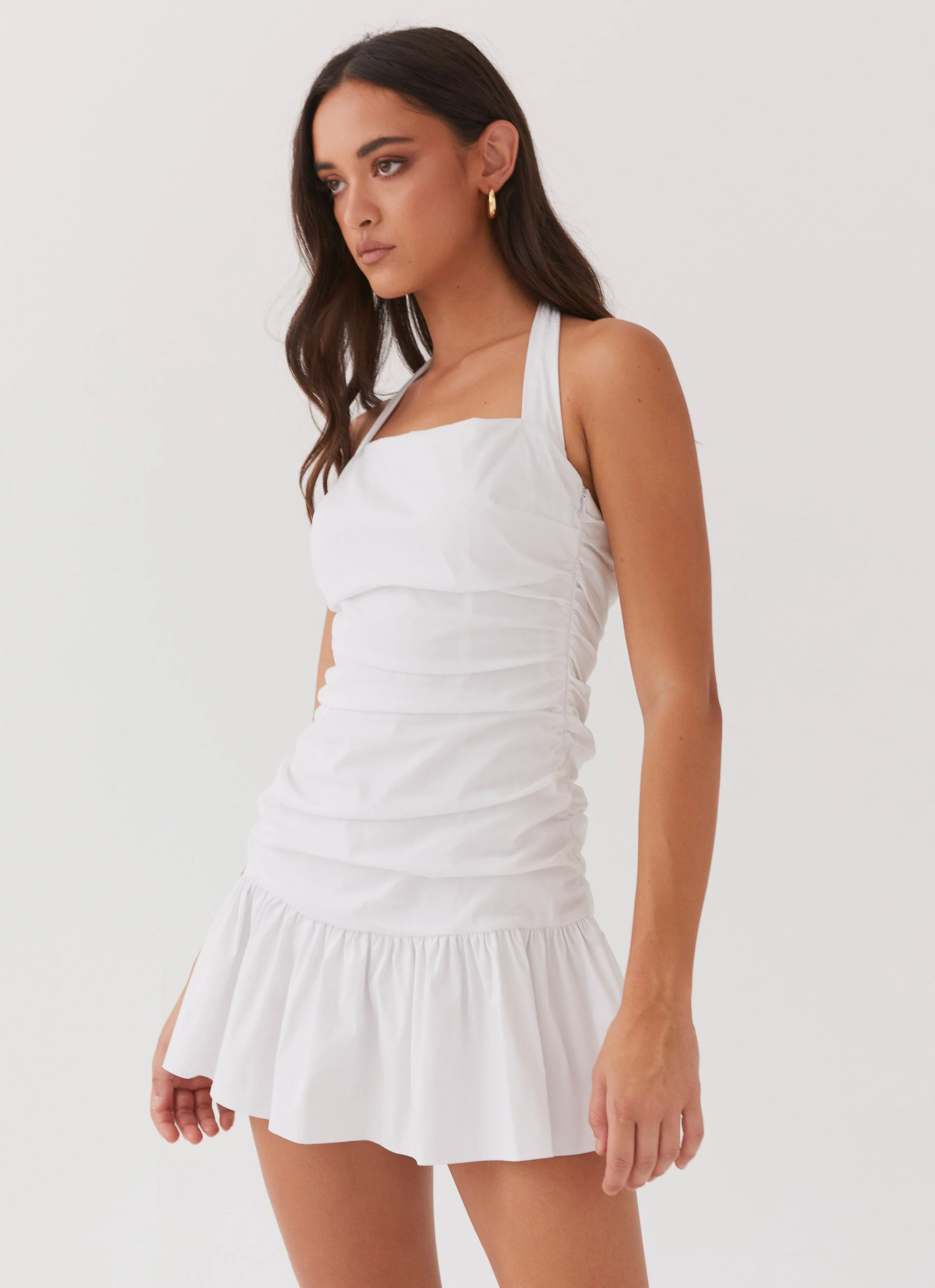 Cely Ruched Mini Dress - White - Image 4