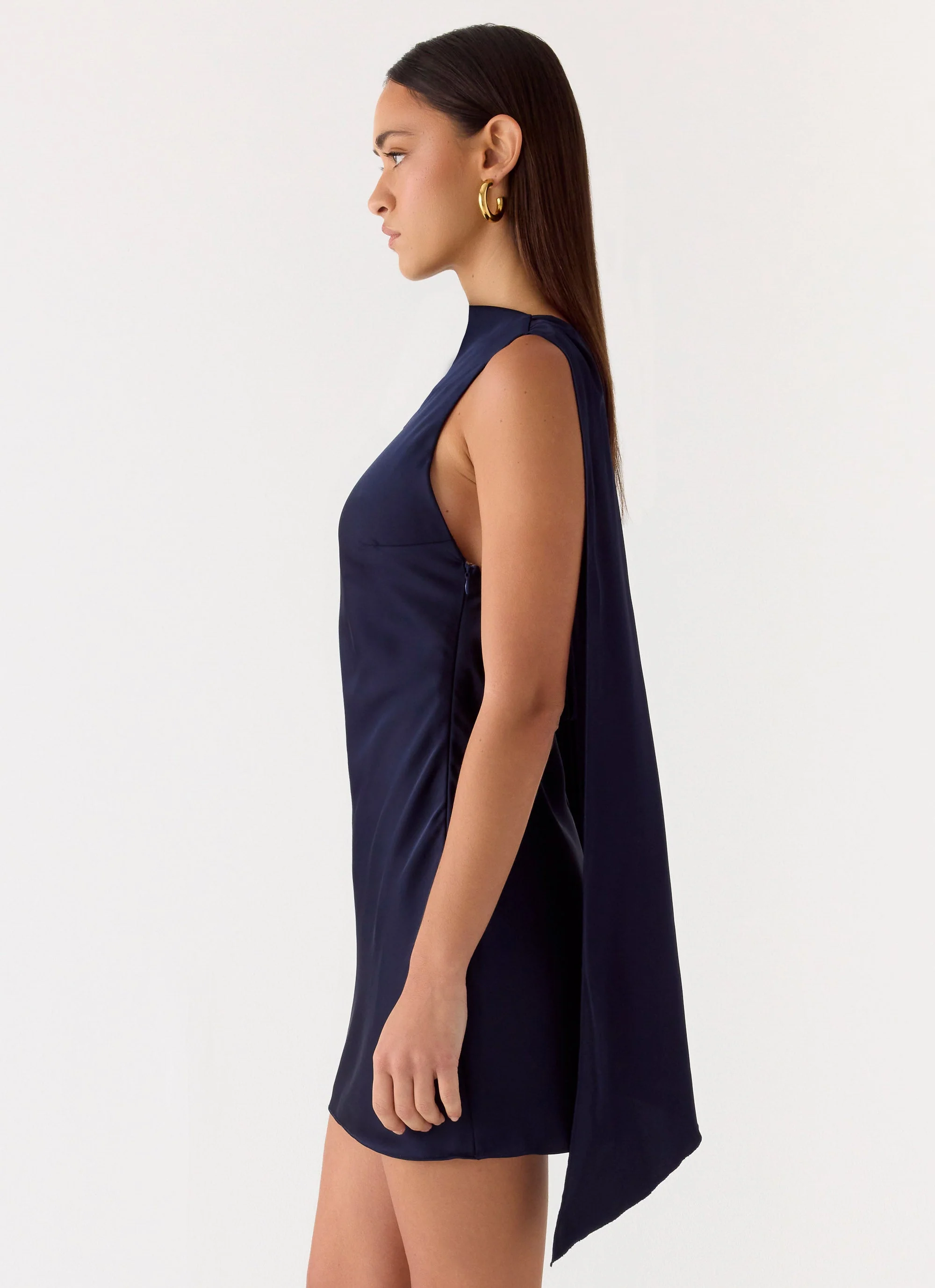 Cerina High Neck Mini Dress - Navy - Image 3