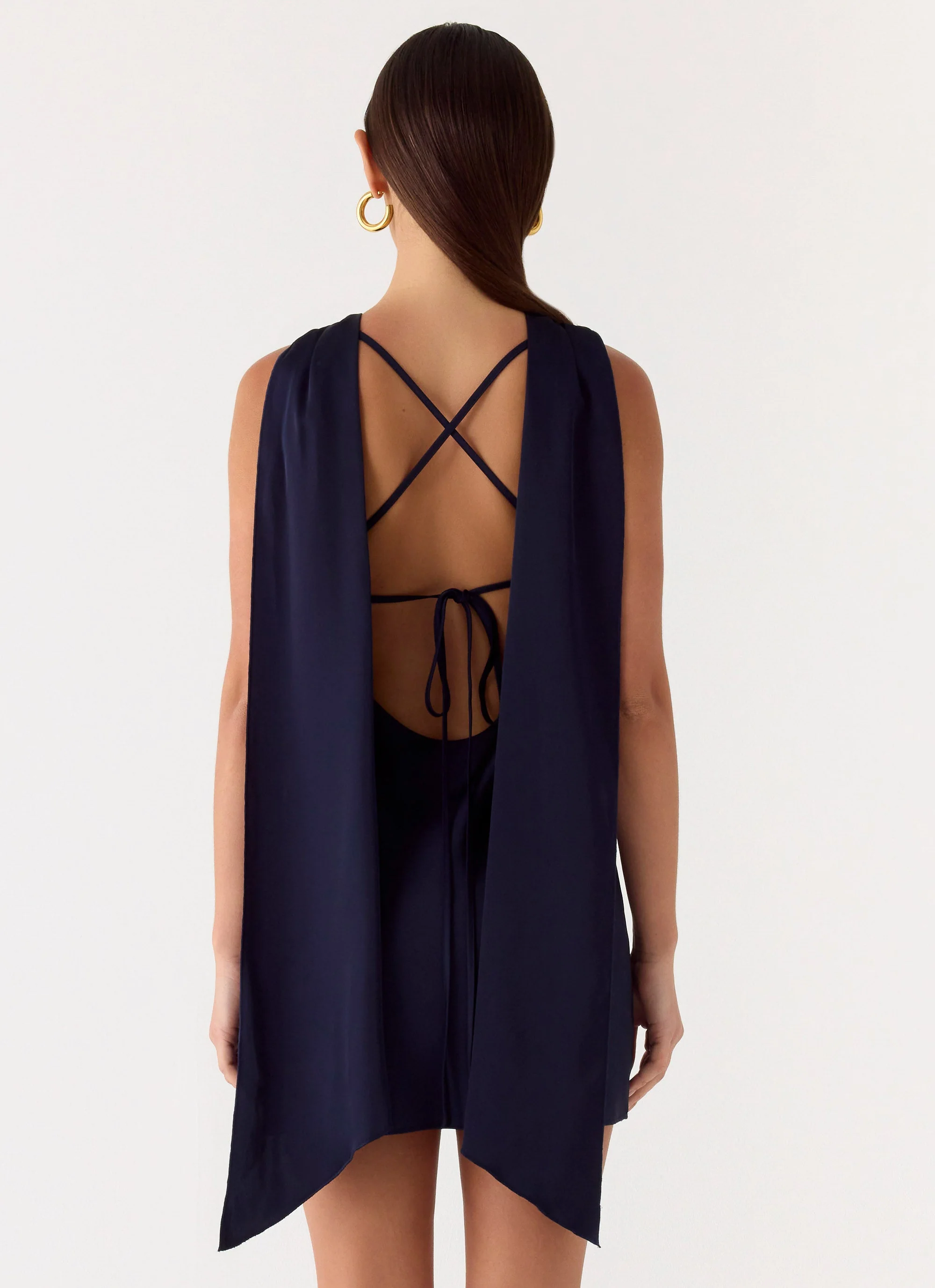 Cerina High Neck Mini Dress - Navy - Image 4