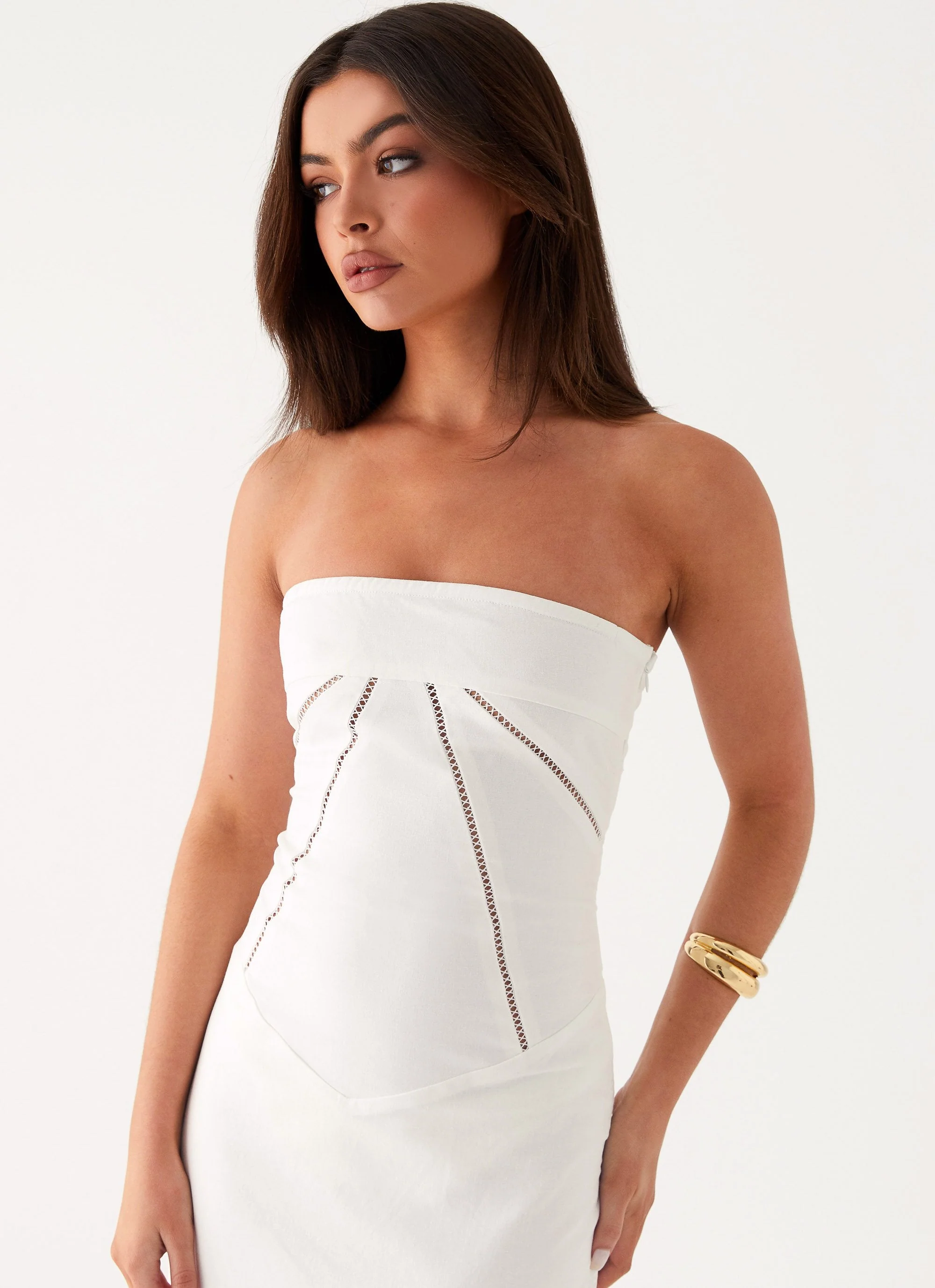 Cerisa Linen Maxi Dress - White - Image 5