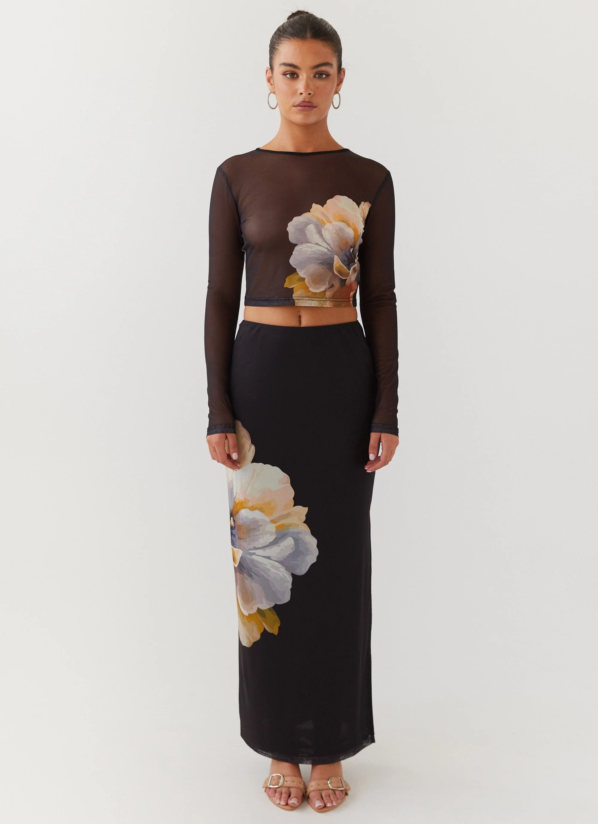 Chain Reaction Mesh Long Sleeve Top - Black Orchid - Image 2