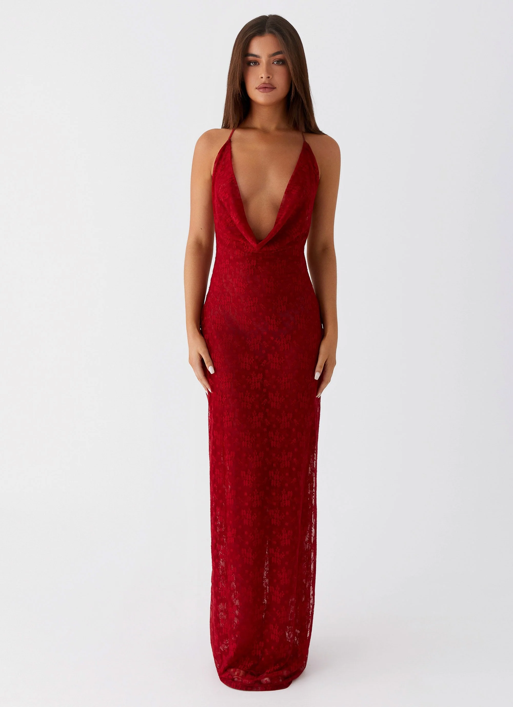 Champagne Coastline Maxi Dress - Dark Red - Image 2