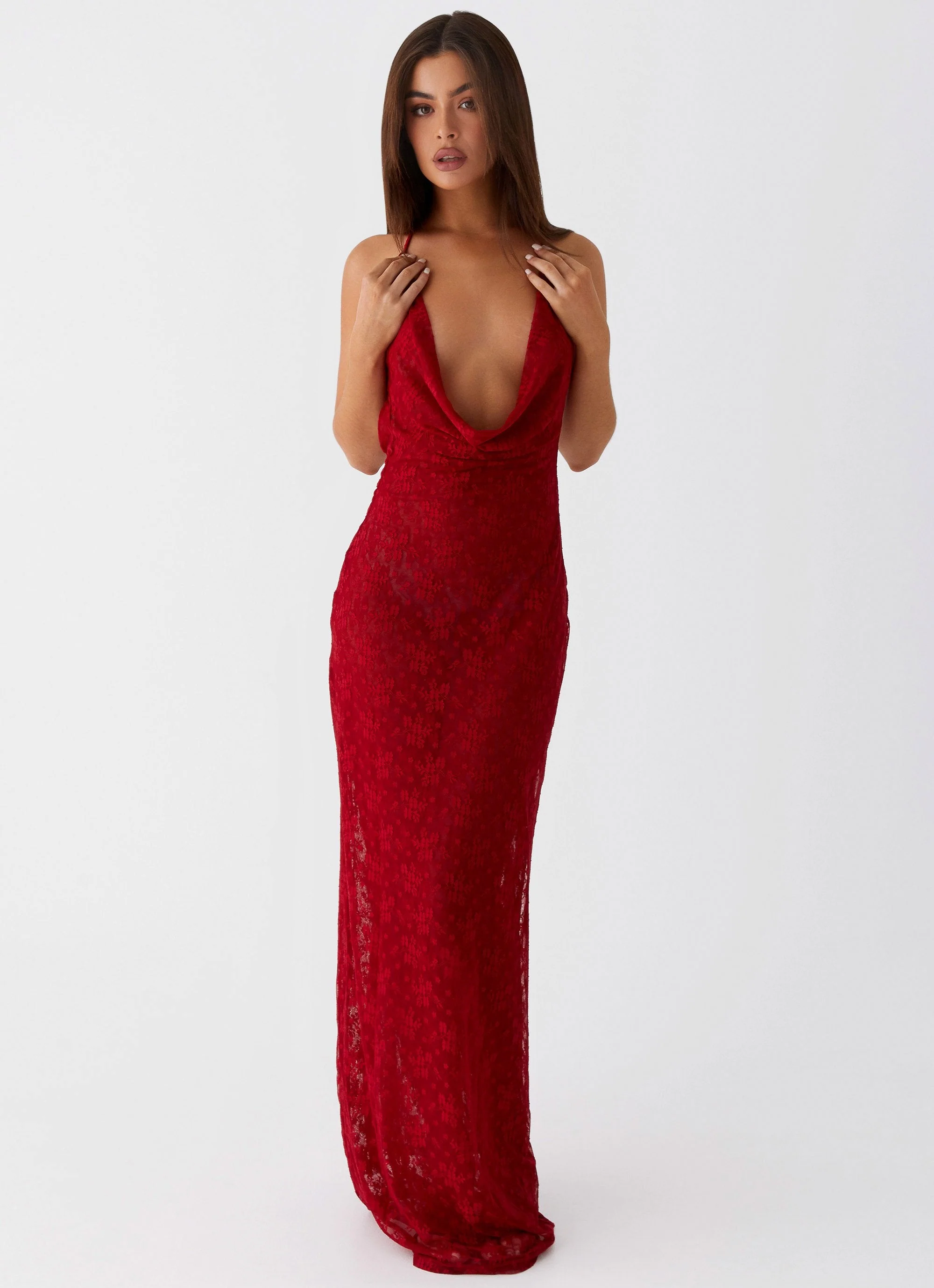 Champagne Coastline Maxi Dress - Dark Red - Image 5