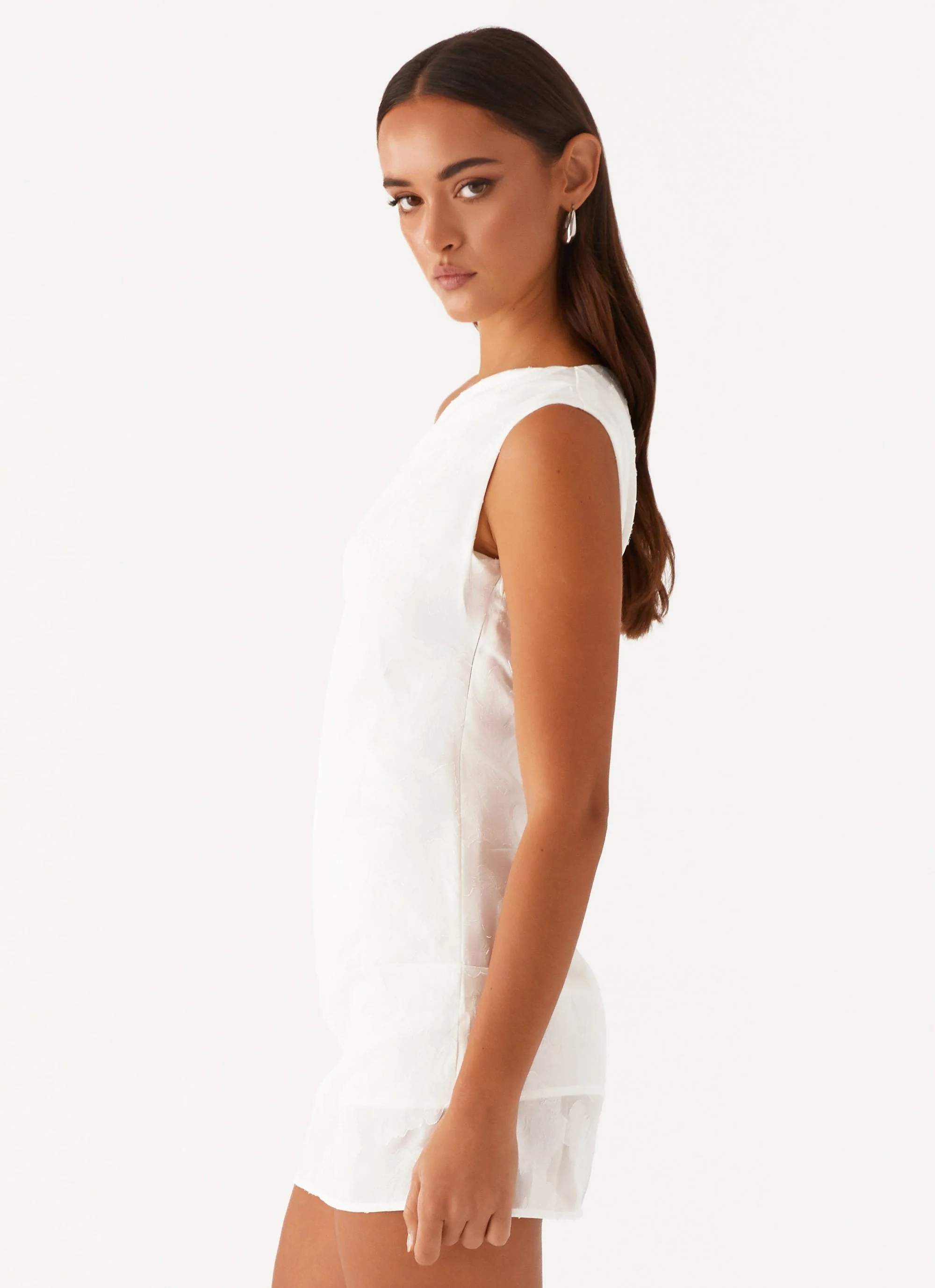 Channing One Shoulder Mini Dress - White - Image 3