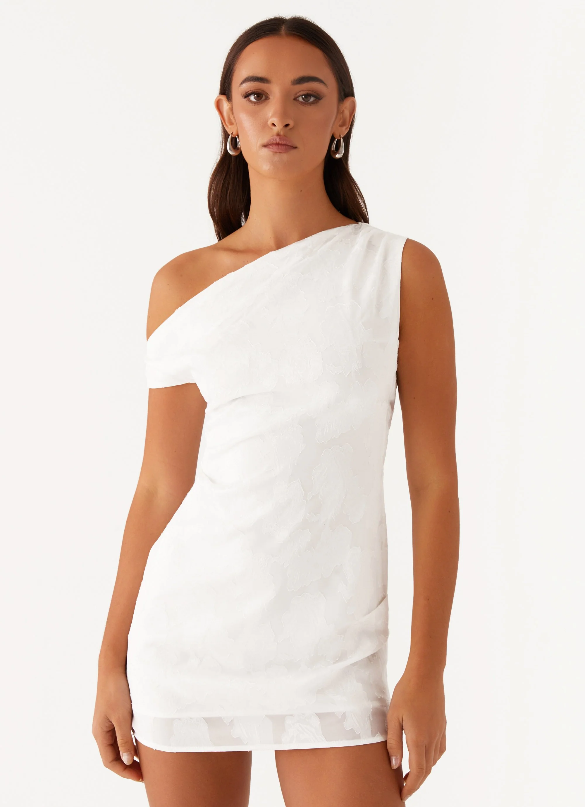 Channing One Shoulder Mini Dress - White - Image 5