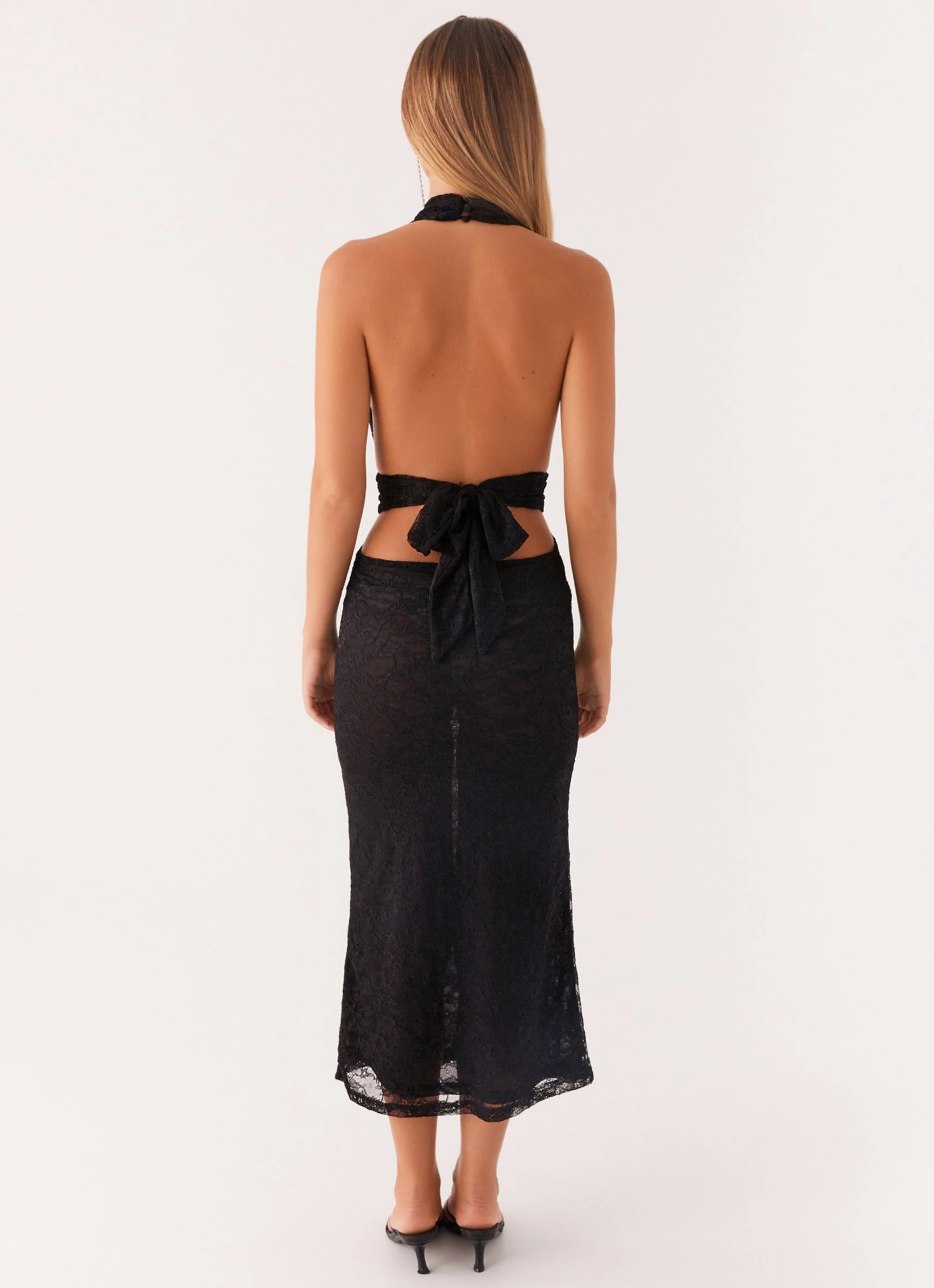 Charismatic Lace Midi Dress - Black - Image 4