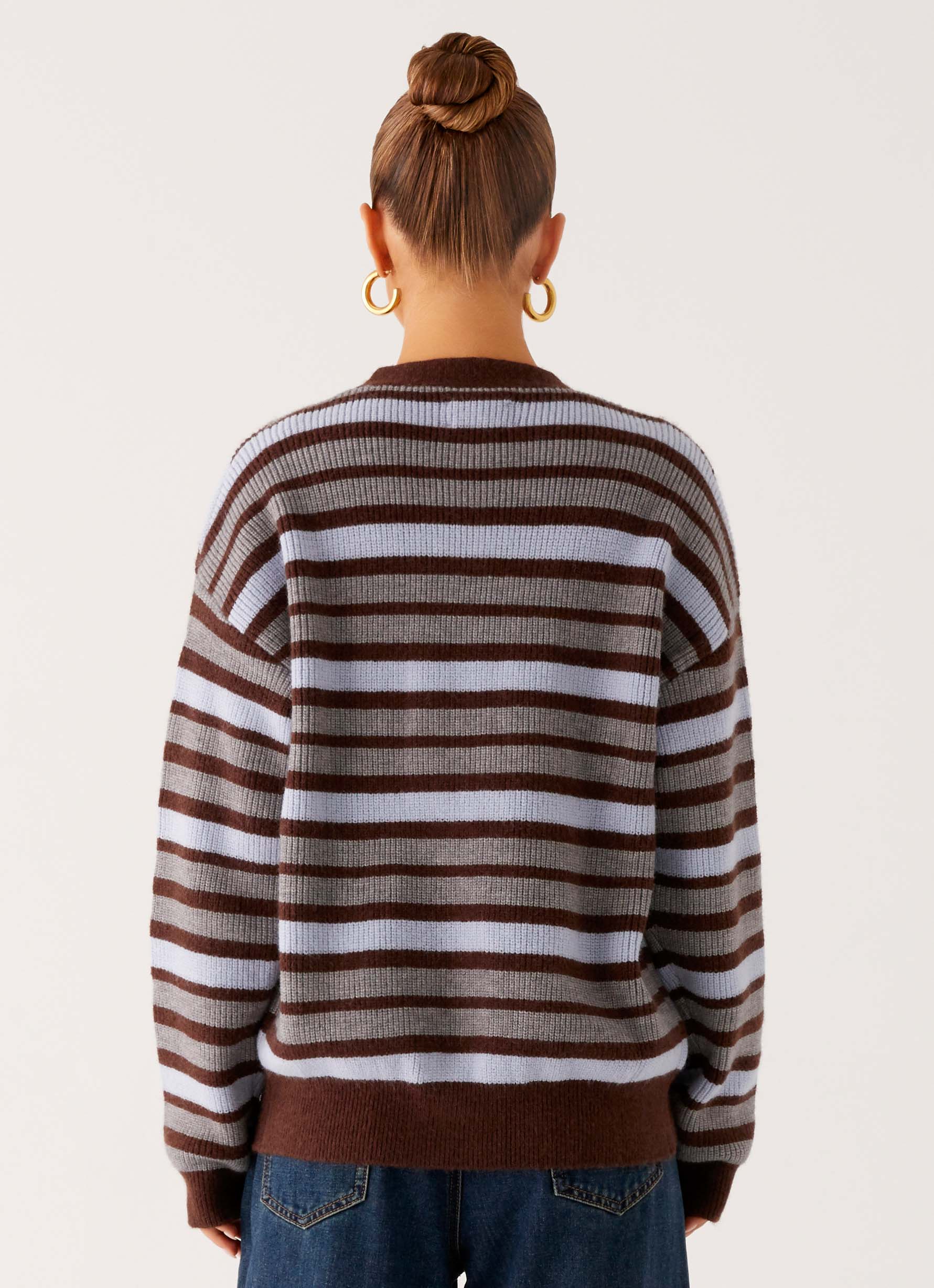 Charlie Oversized Cardigan - Tawny Stripe - Image 4