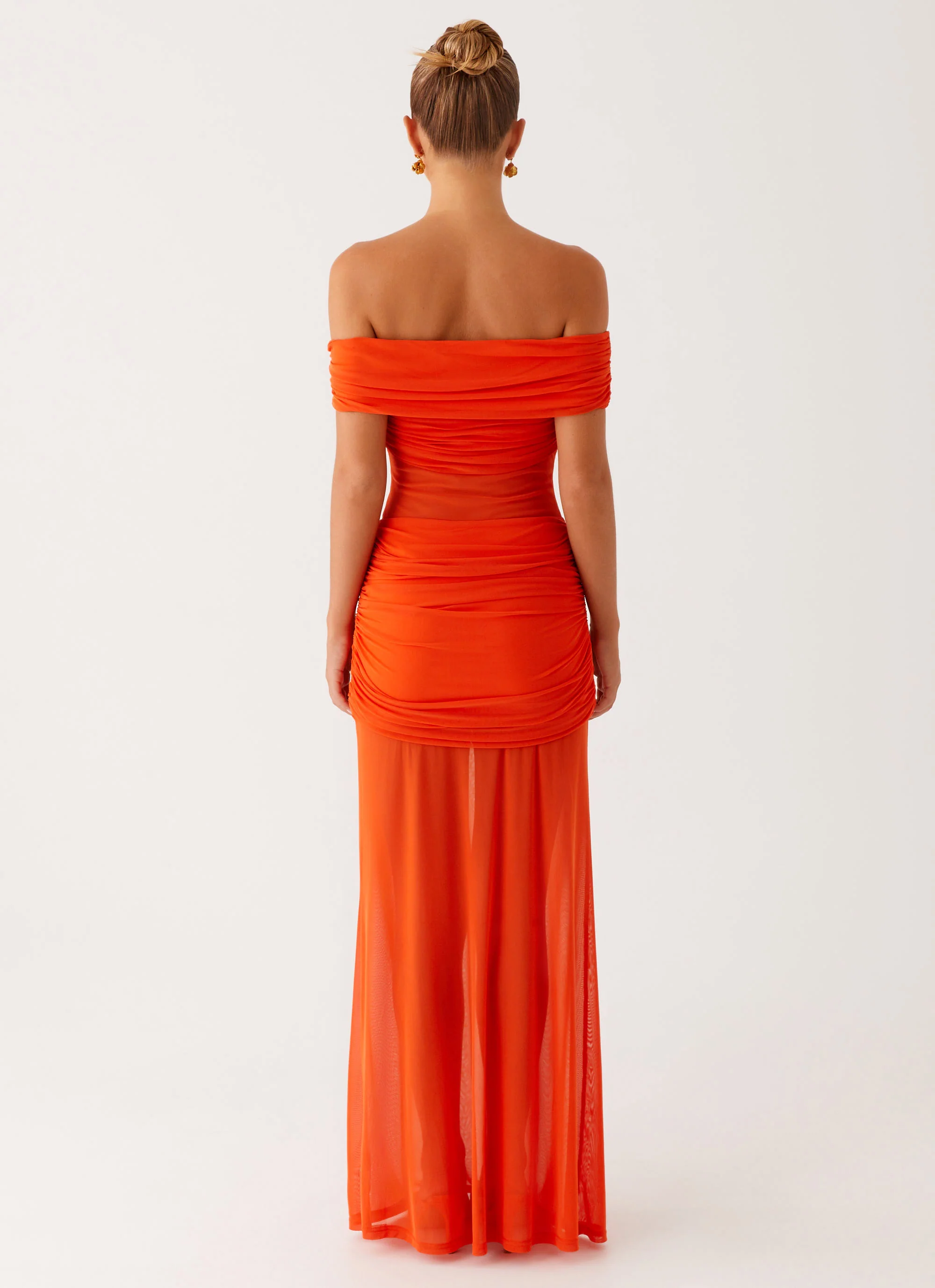 Charming Off Shoulder Maxi Dress - Orange - Image 4