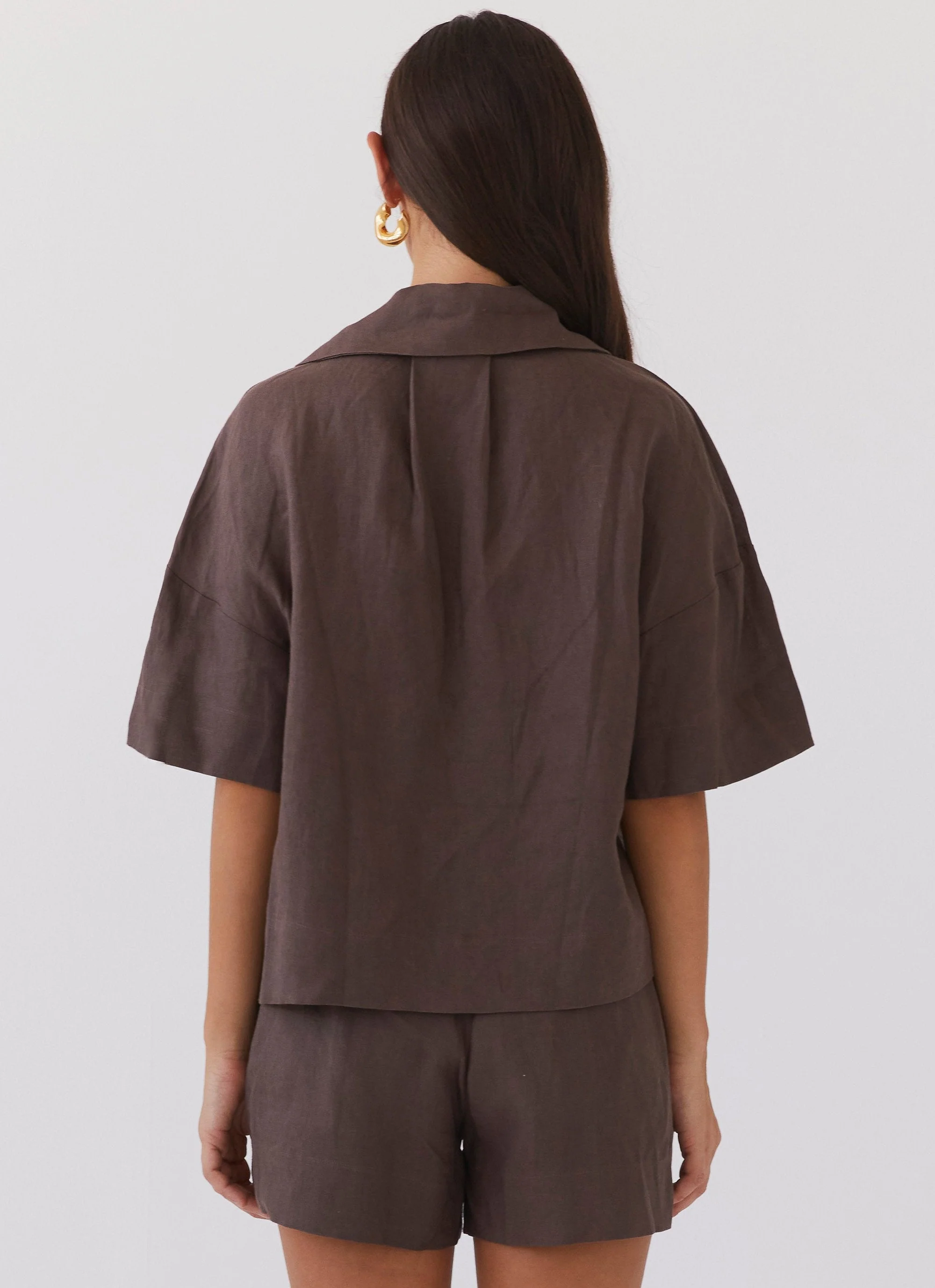 Chelsea Lounge Linen Shorts - Chestnut - Image 5