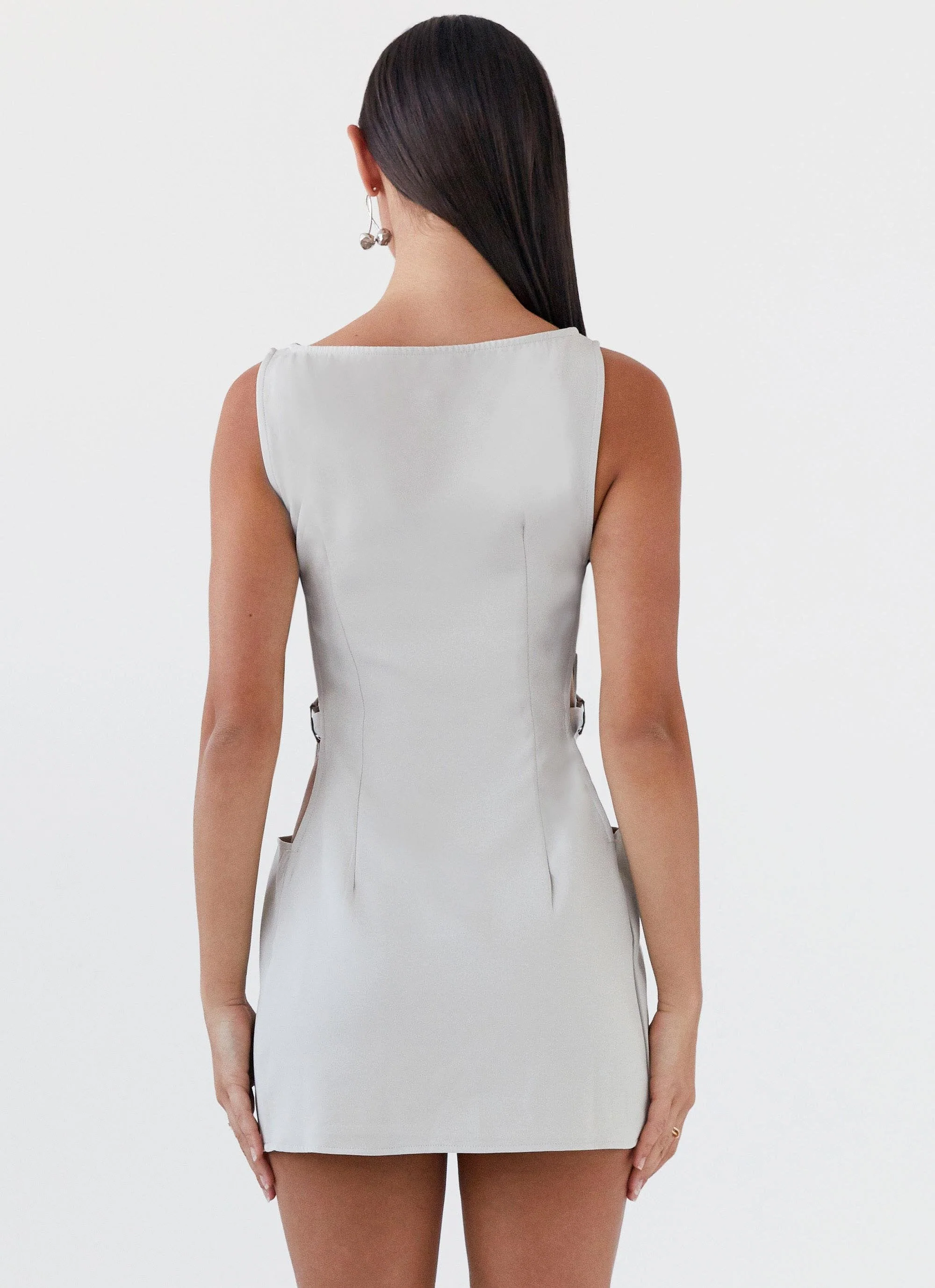 Cherish You Buckle Mini Dress - Grey - Image 5