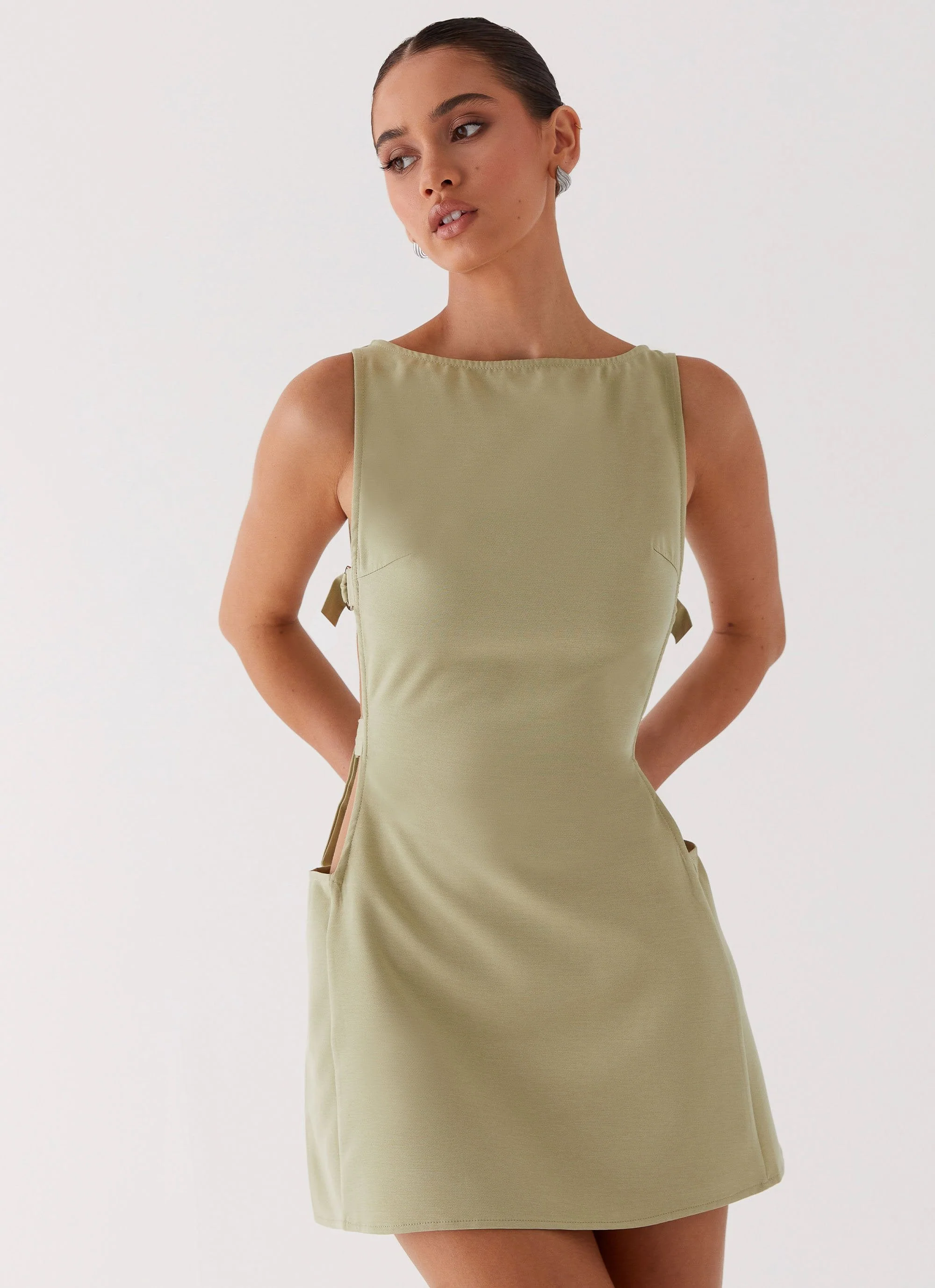 Cherish You Buckle Mini Dress - Olive - Image 4