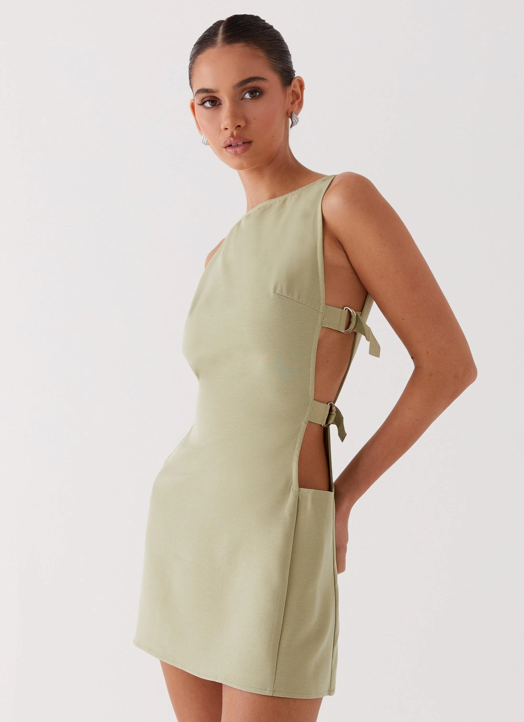 Cherish You Buckle Mini Dress - Olive - Image 5