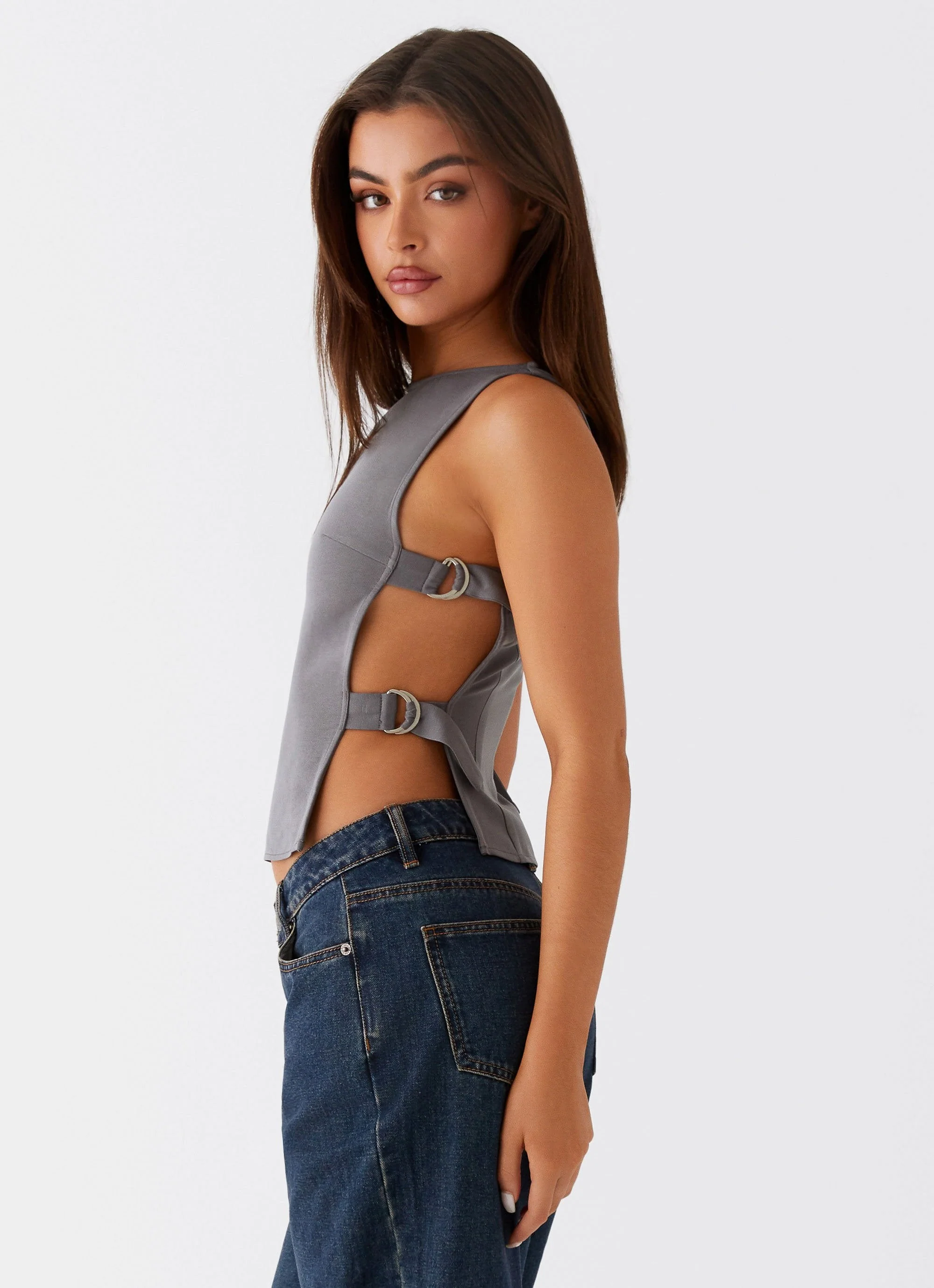 Cherish You Buckle Top - Charcoal - Image 3