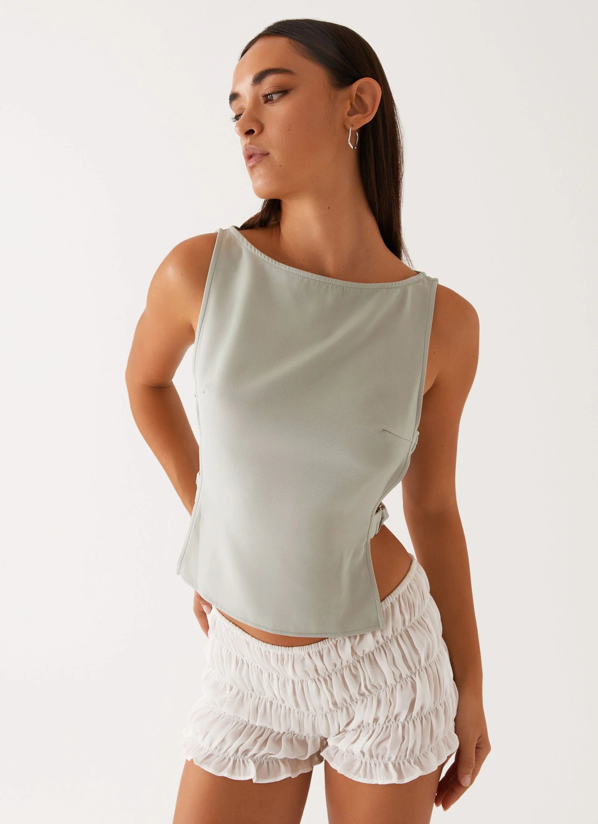 Cherish You Buckle Top - Sage - Image 5