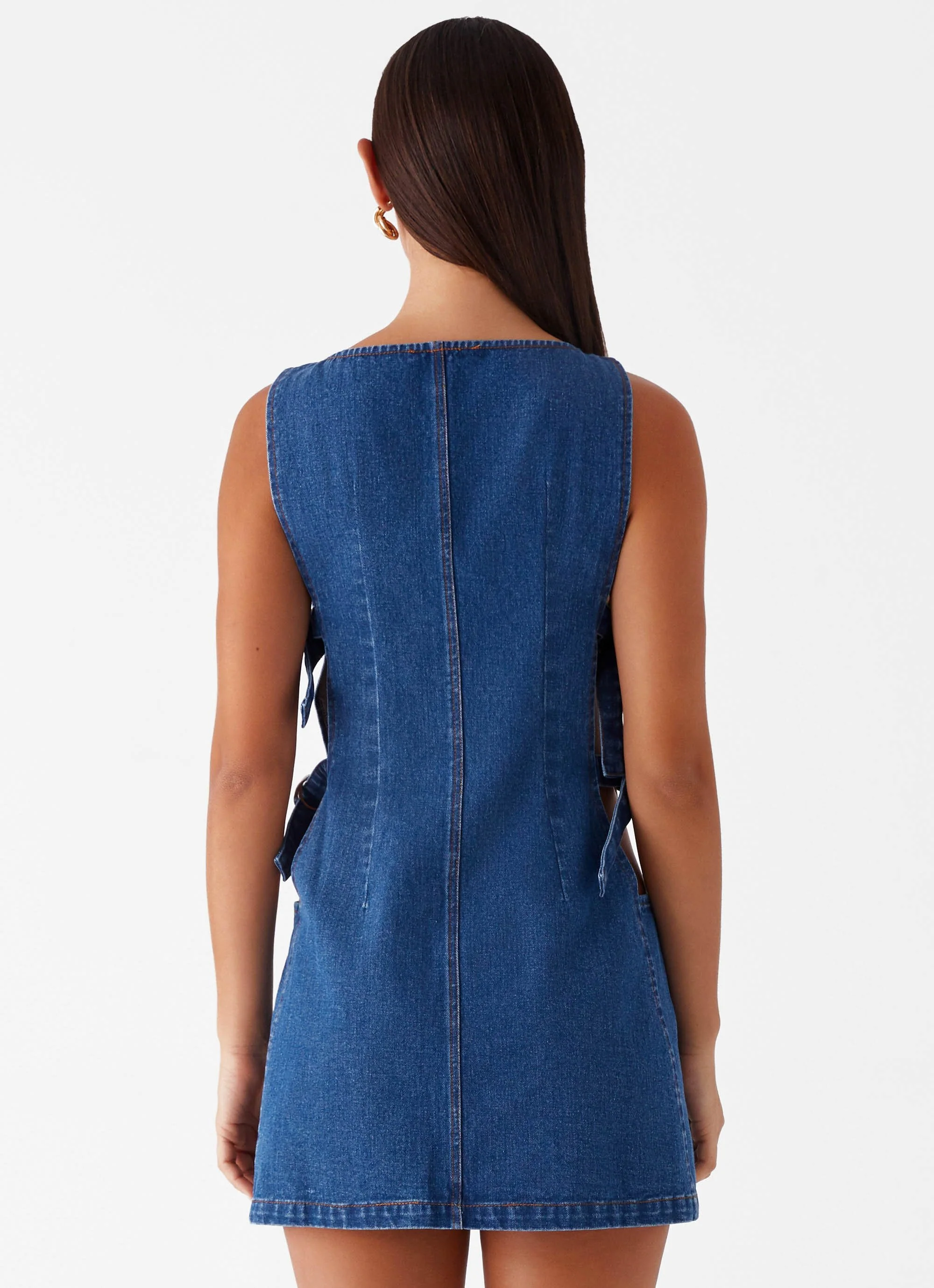 Cherish You Denim Mini Dress - Blue Denim - Image 4