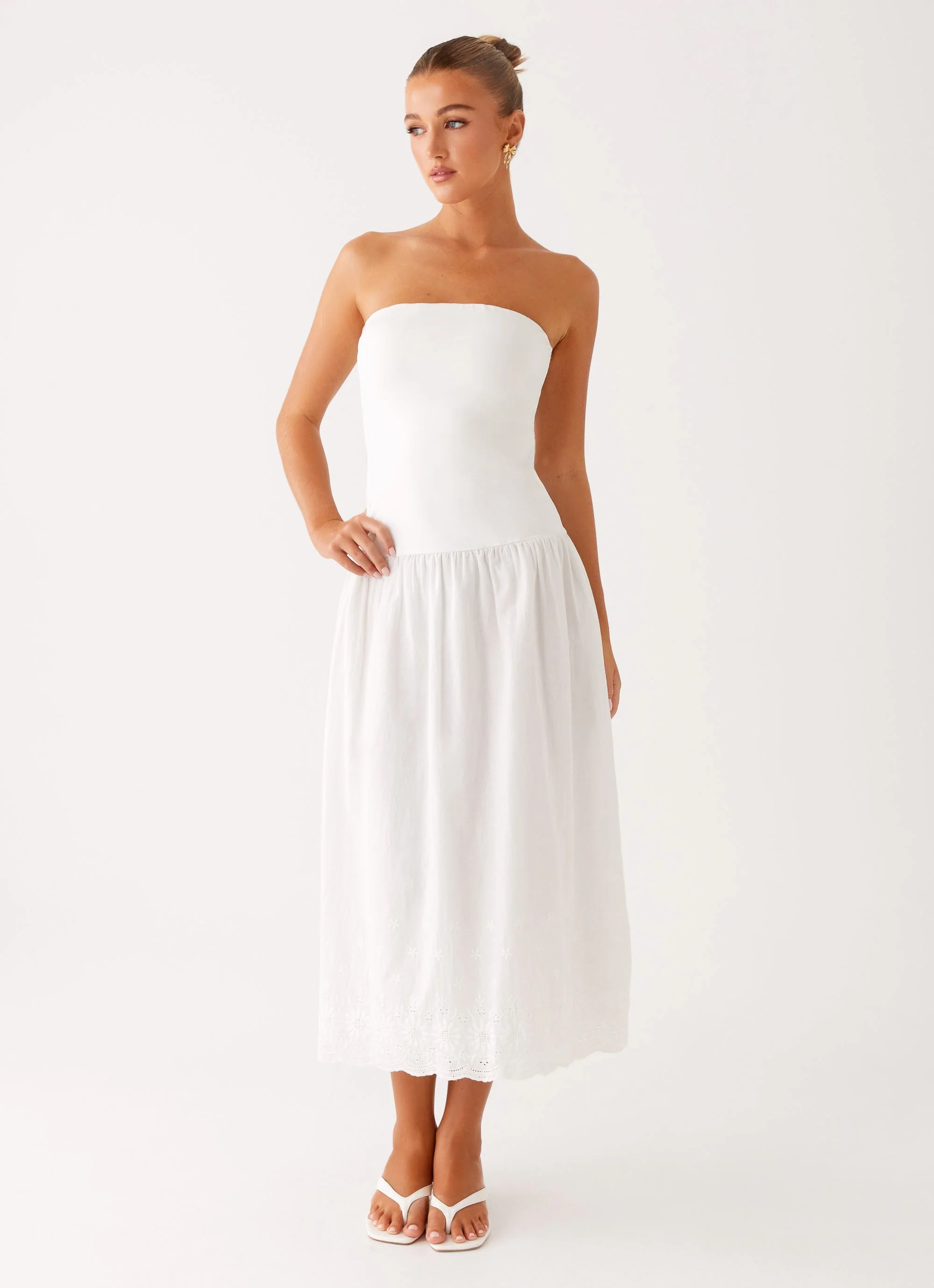 Cherry Skies Midi Dress - White - Image 5