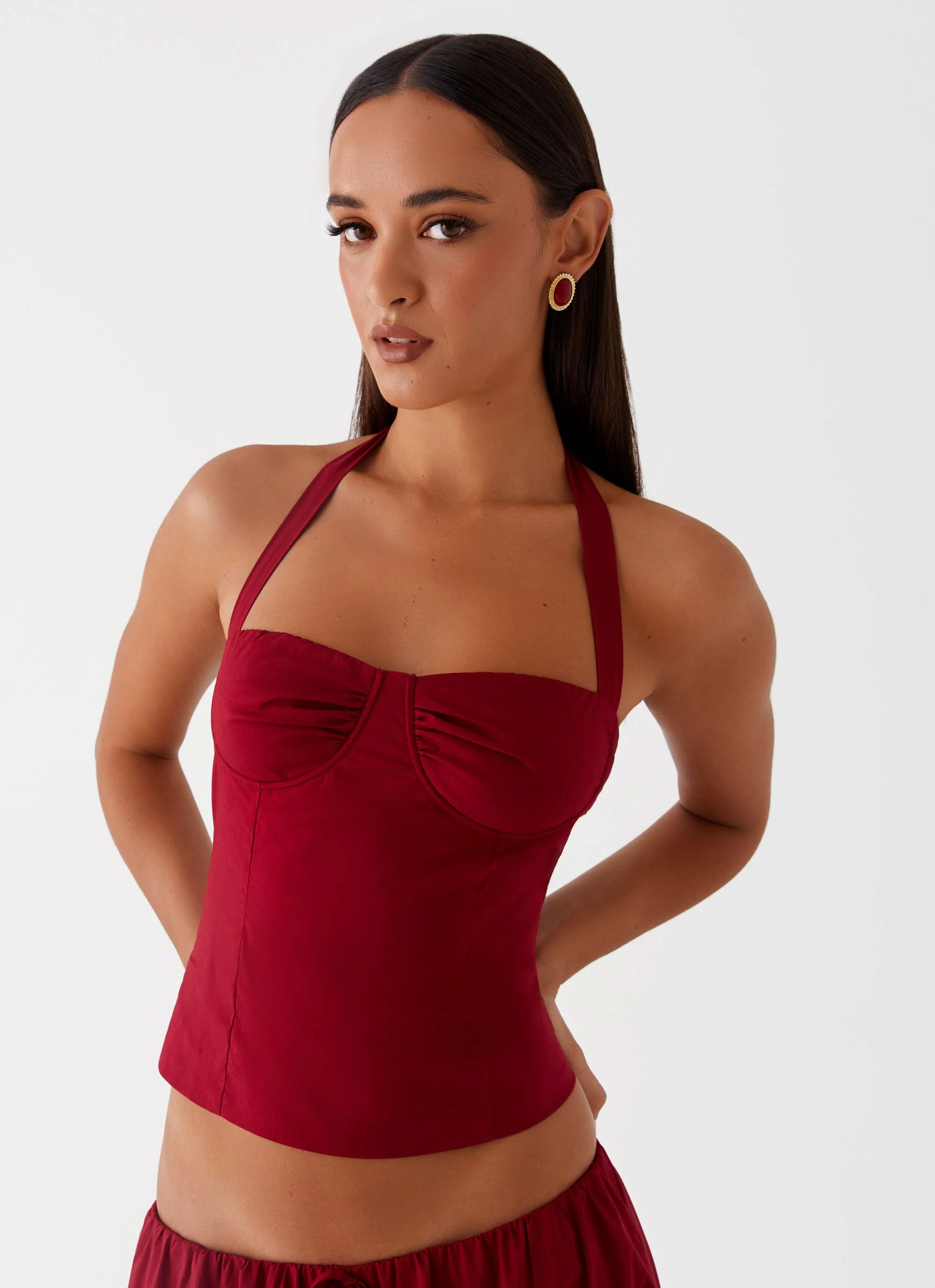 Cheryl Bustier Halter Top - Cherry Red - Image 5