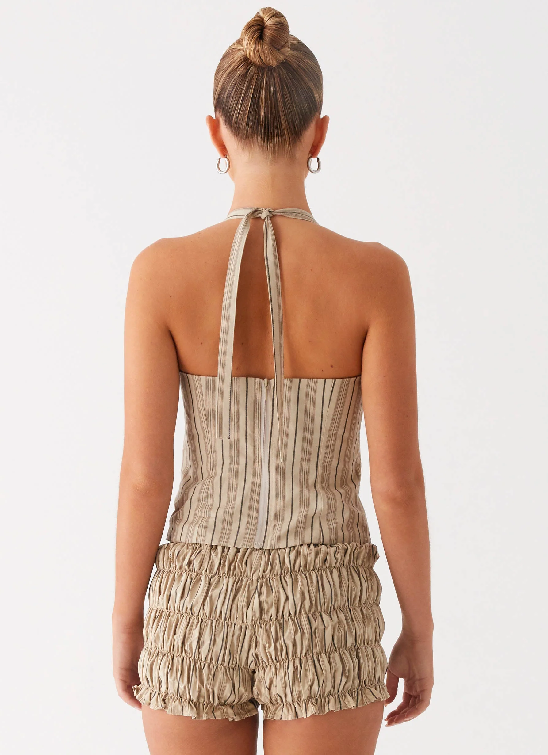 Cheryl Bustier Halter Top - Oatmeal Stripe - Image 3