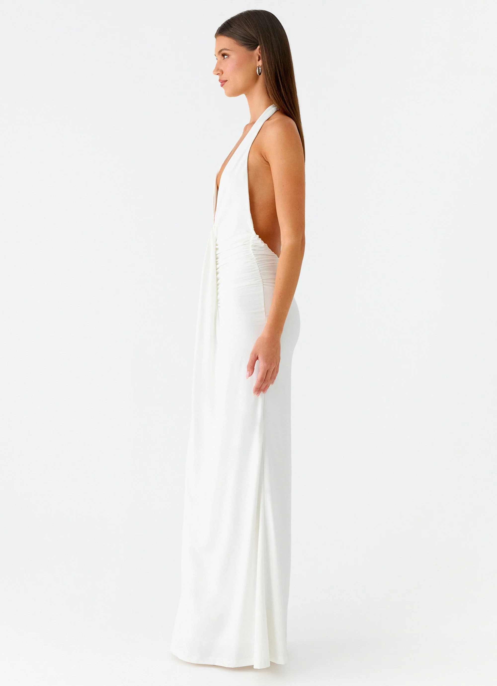 Cheyenne Halter Neck Maxi Dress - Ivory - Image 2