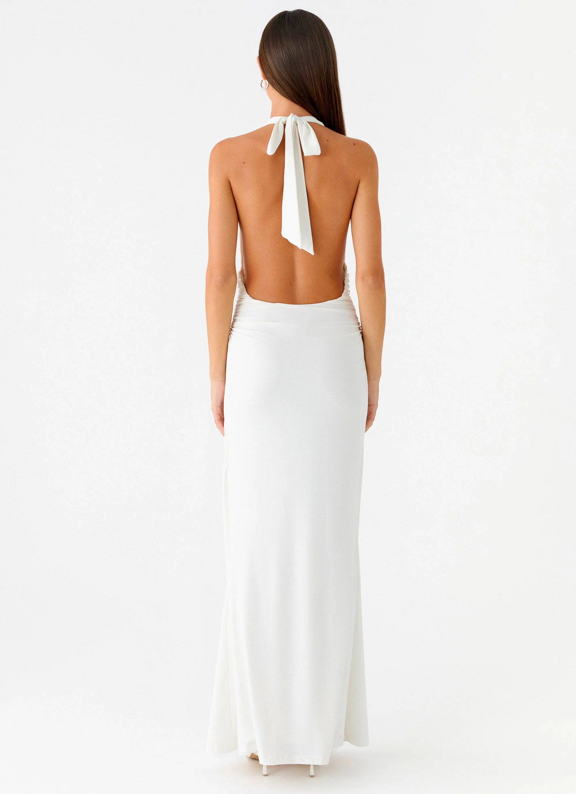 Cheyenne Halter Neck Maxi Dress - Ivory - Image 3