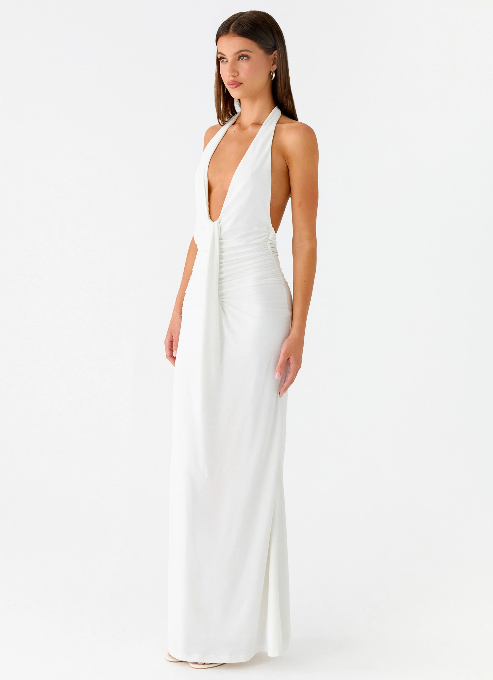 Cheyenne Halter Neck Maxi Dress - Ivory - Image 4