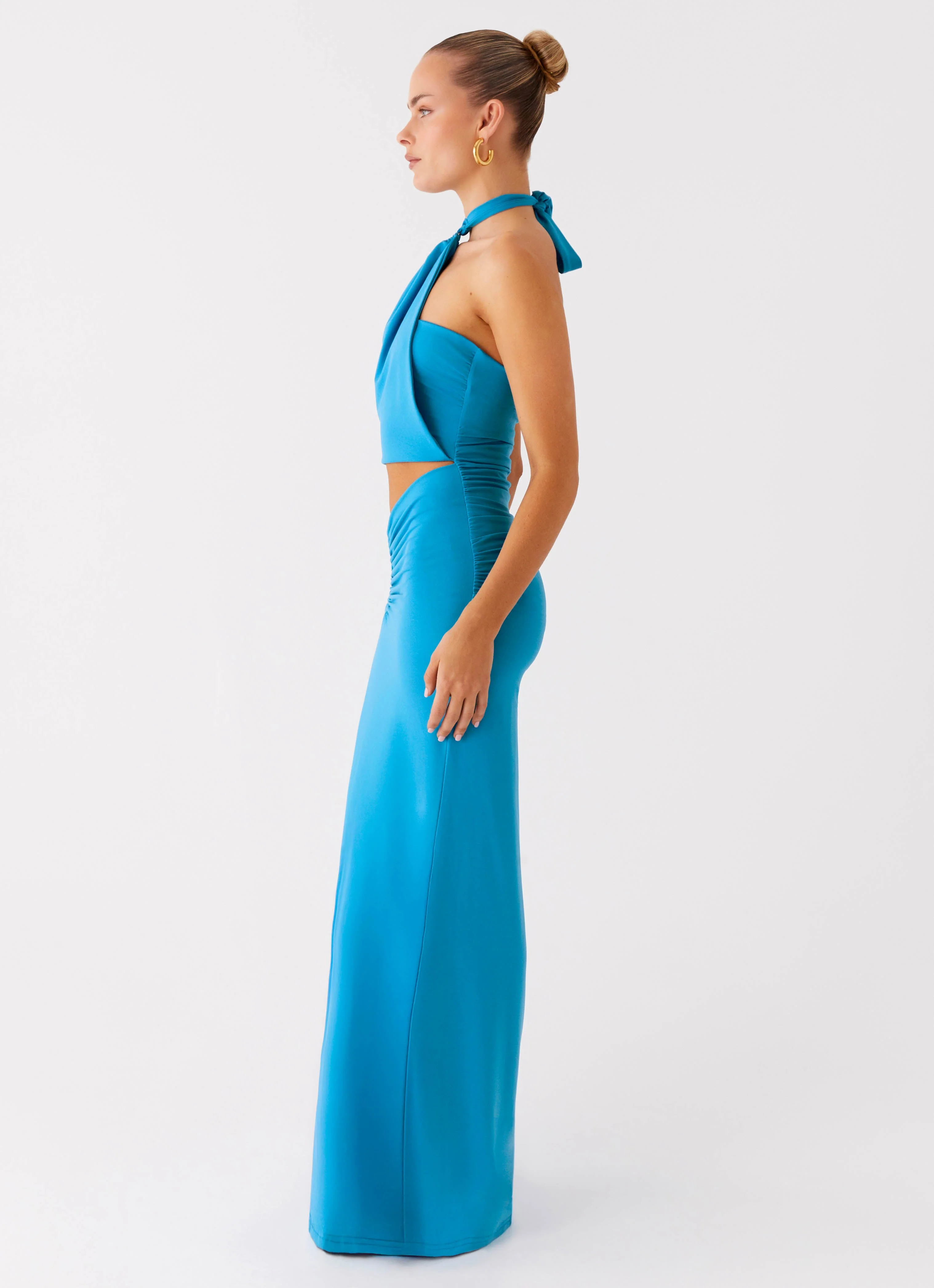 Chiquita Halter Maxi Dress - Turquoise Blue - Image 2
