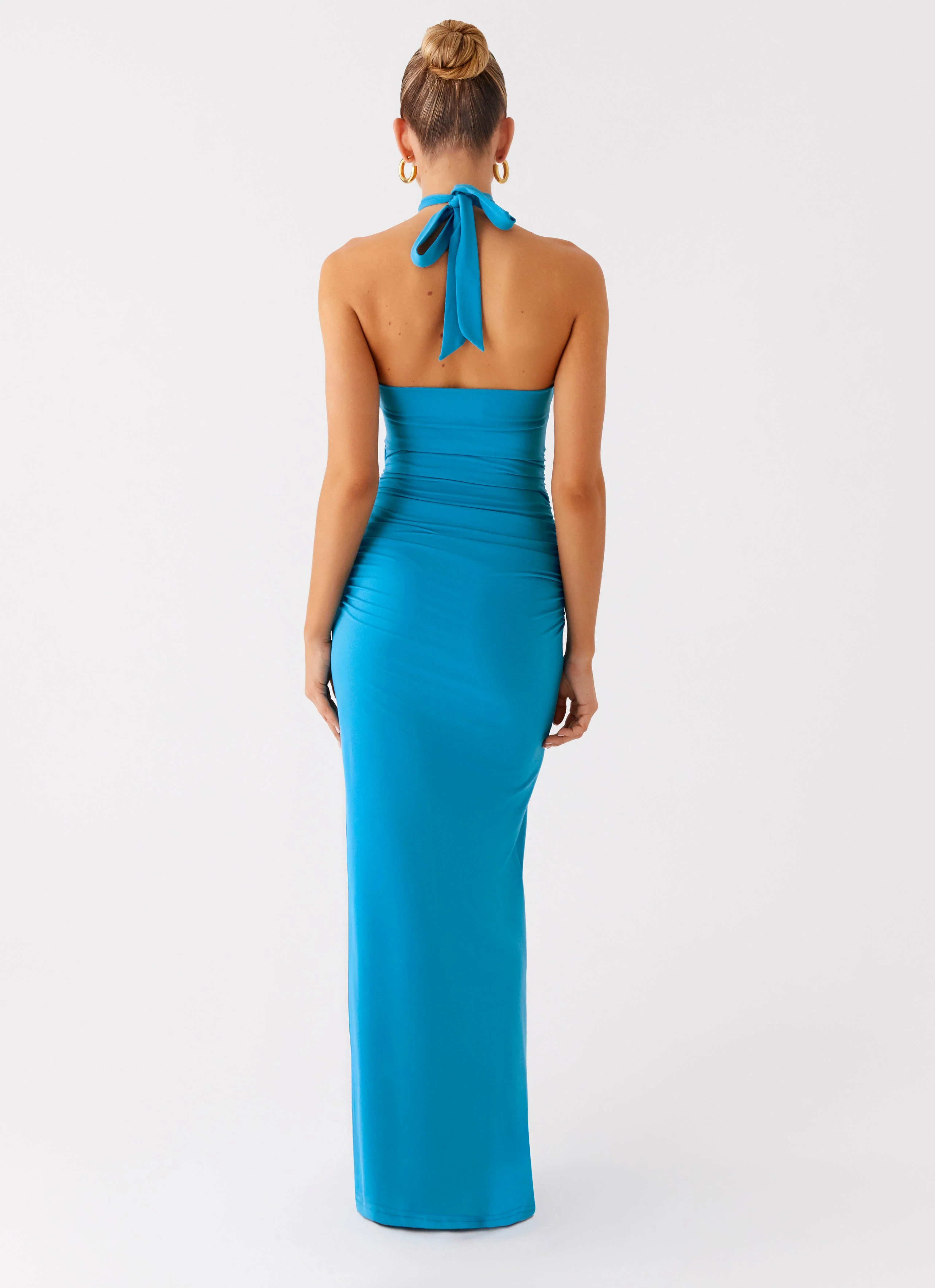 Chiquita Halter Maxi Dress - Turquoise Blue - Image 3