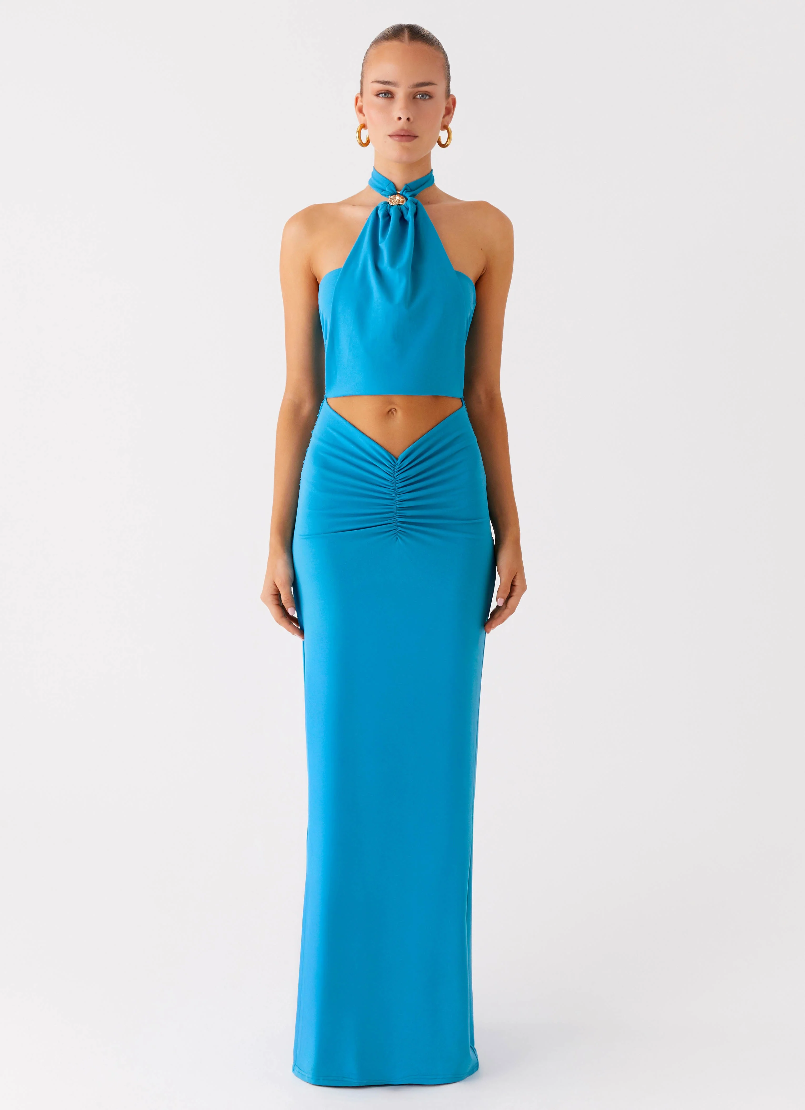 Chiquita Halter Maxi Dress - Turquoise Blue - Image 4