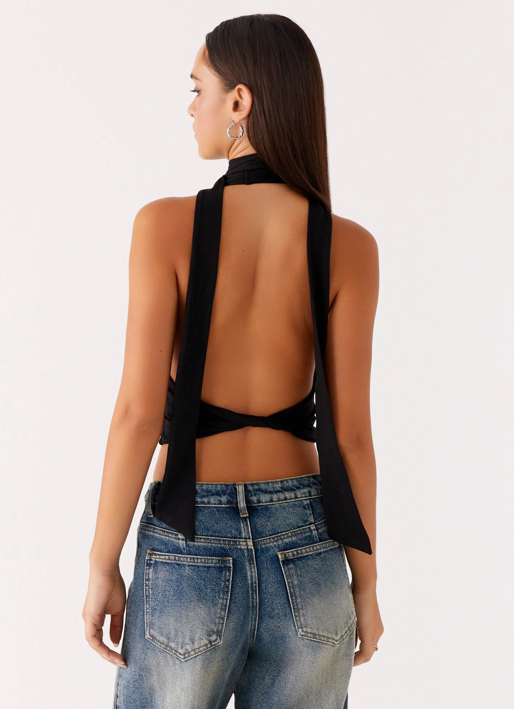 Chrysta Halterneck Top - Black - Image 4