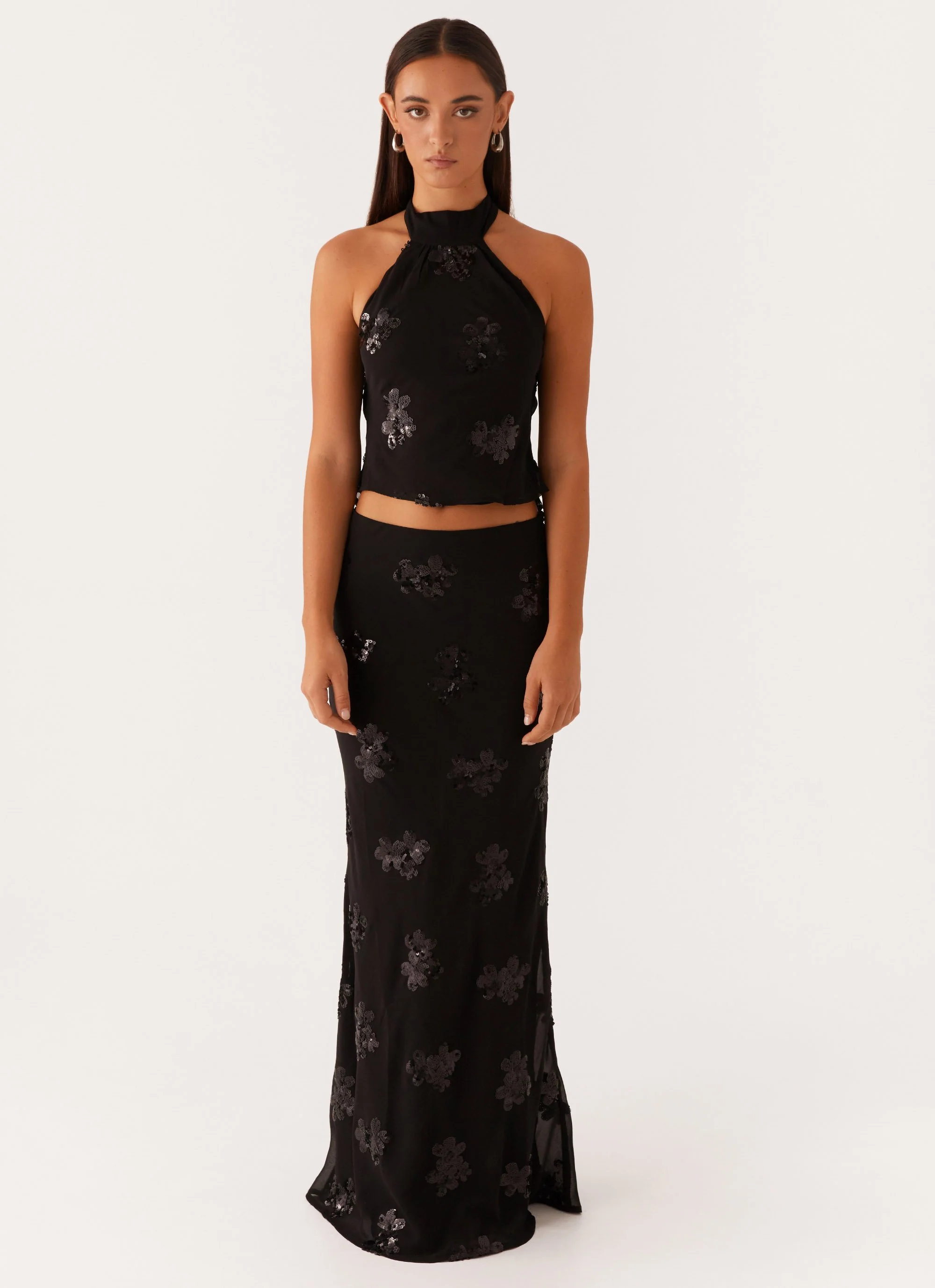 Cillian Sequin Halter Top - Black - Image 3