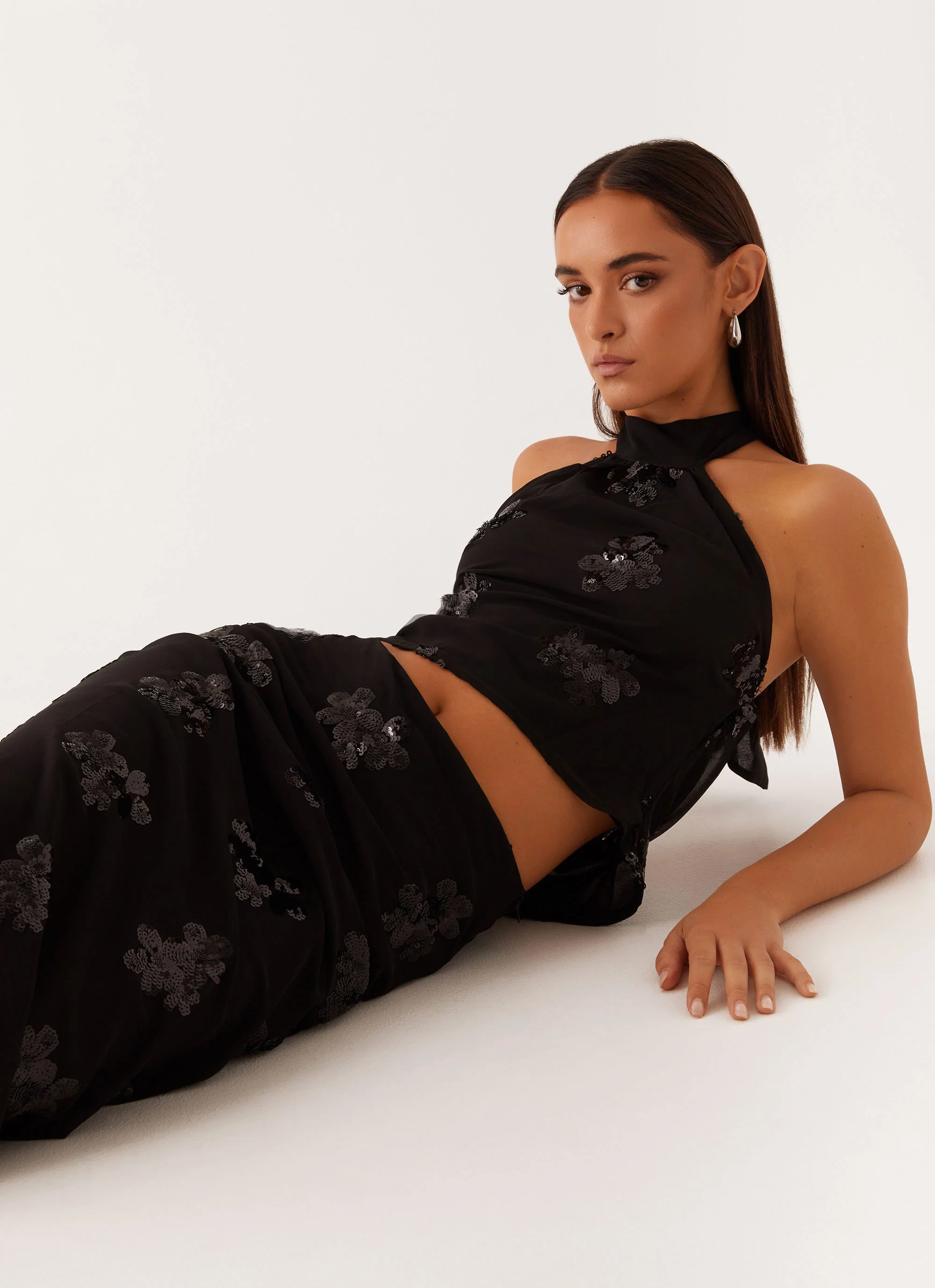 Cillian Sequin Halter Top - Black - Image 6