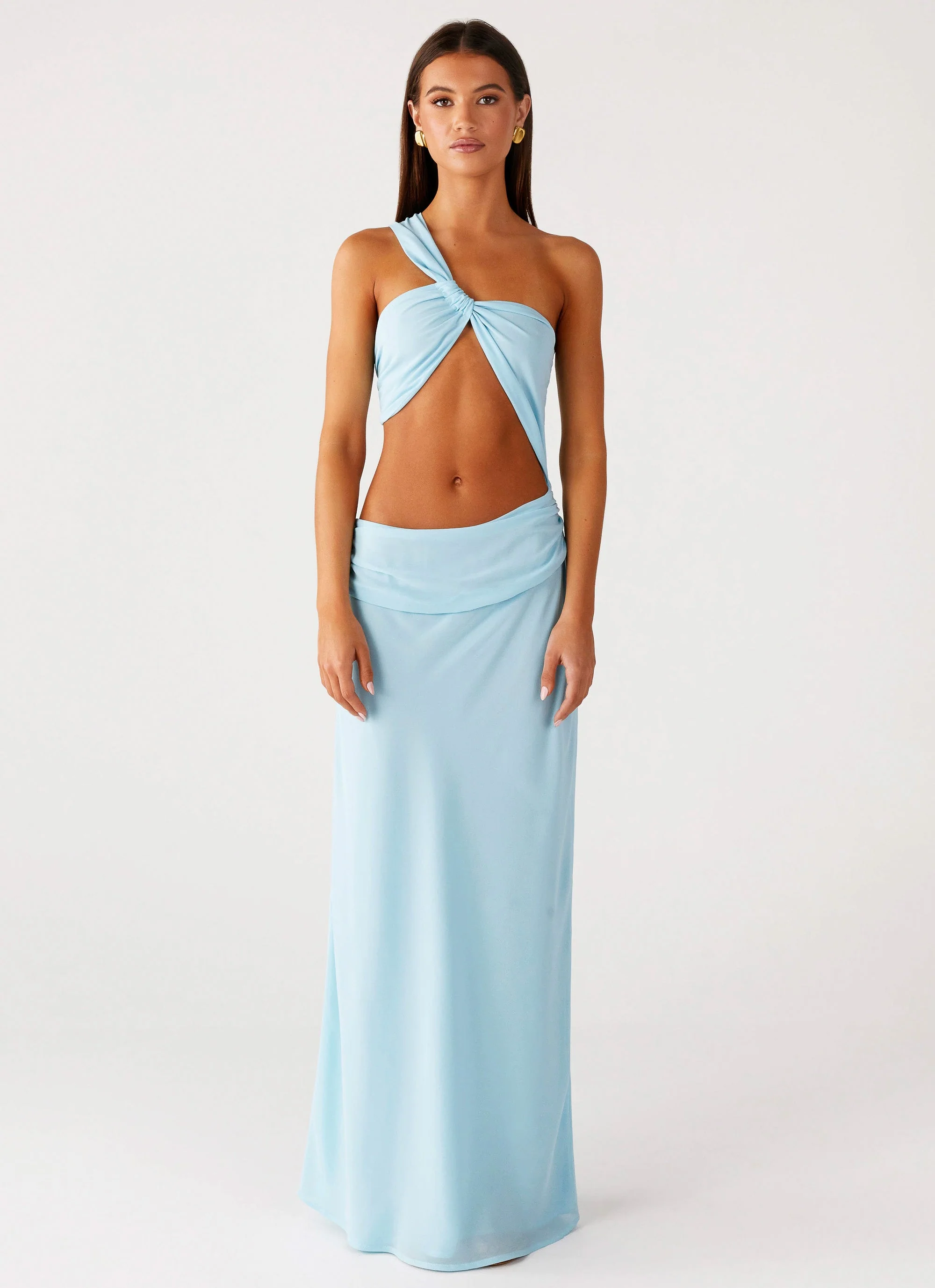 Cindelle One Shoulder Maxi Dress - Turquoise - Image 4