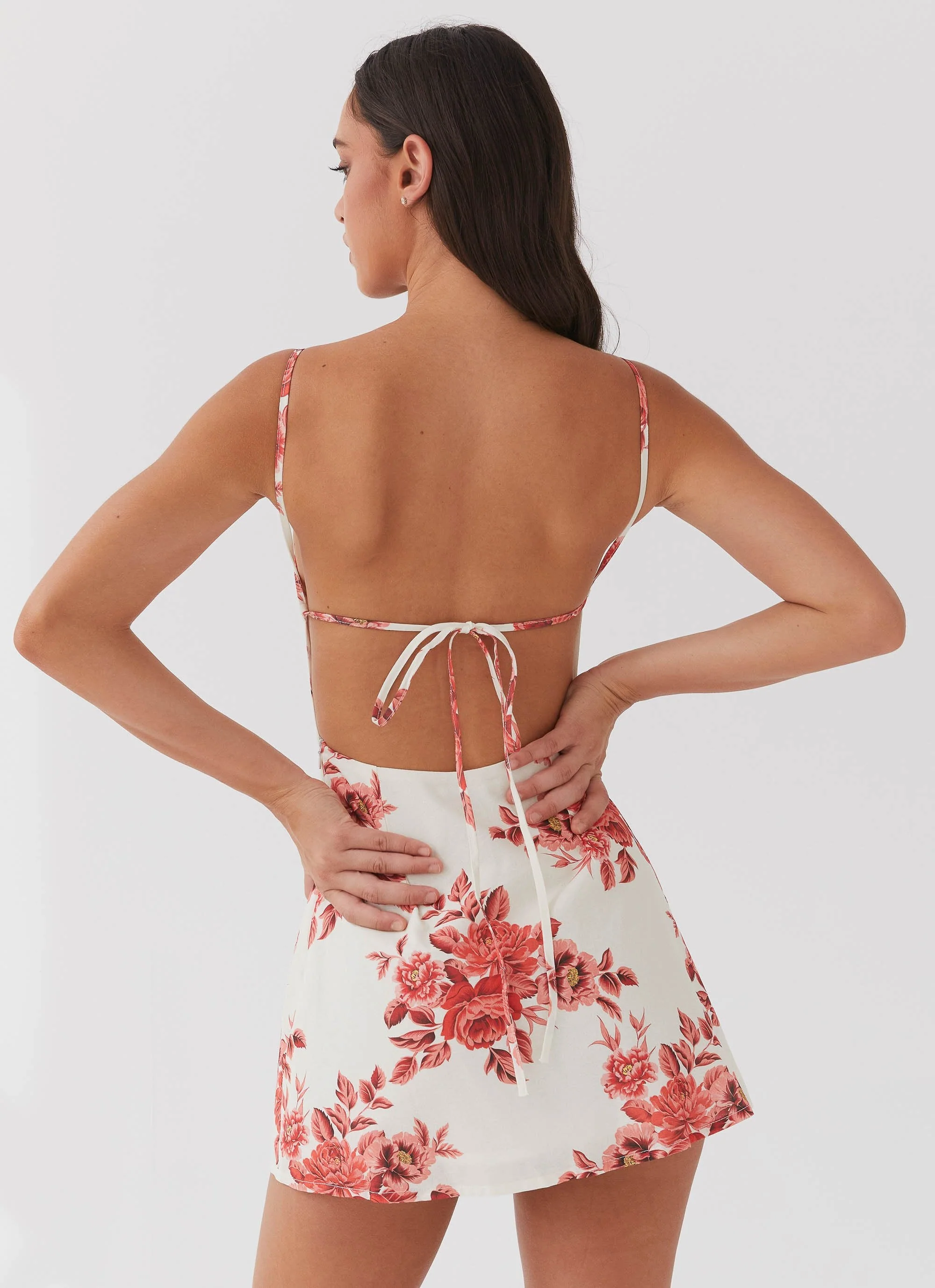 Cindi Linen Mini Dress - Rosa Floria - Image 2