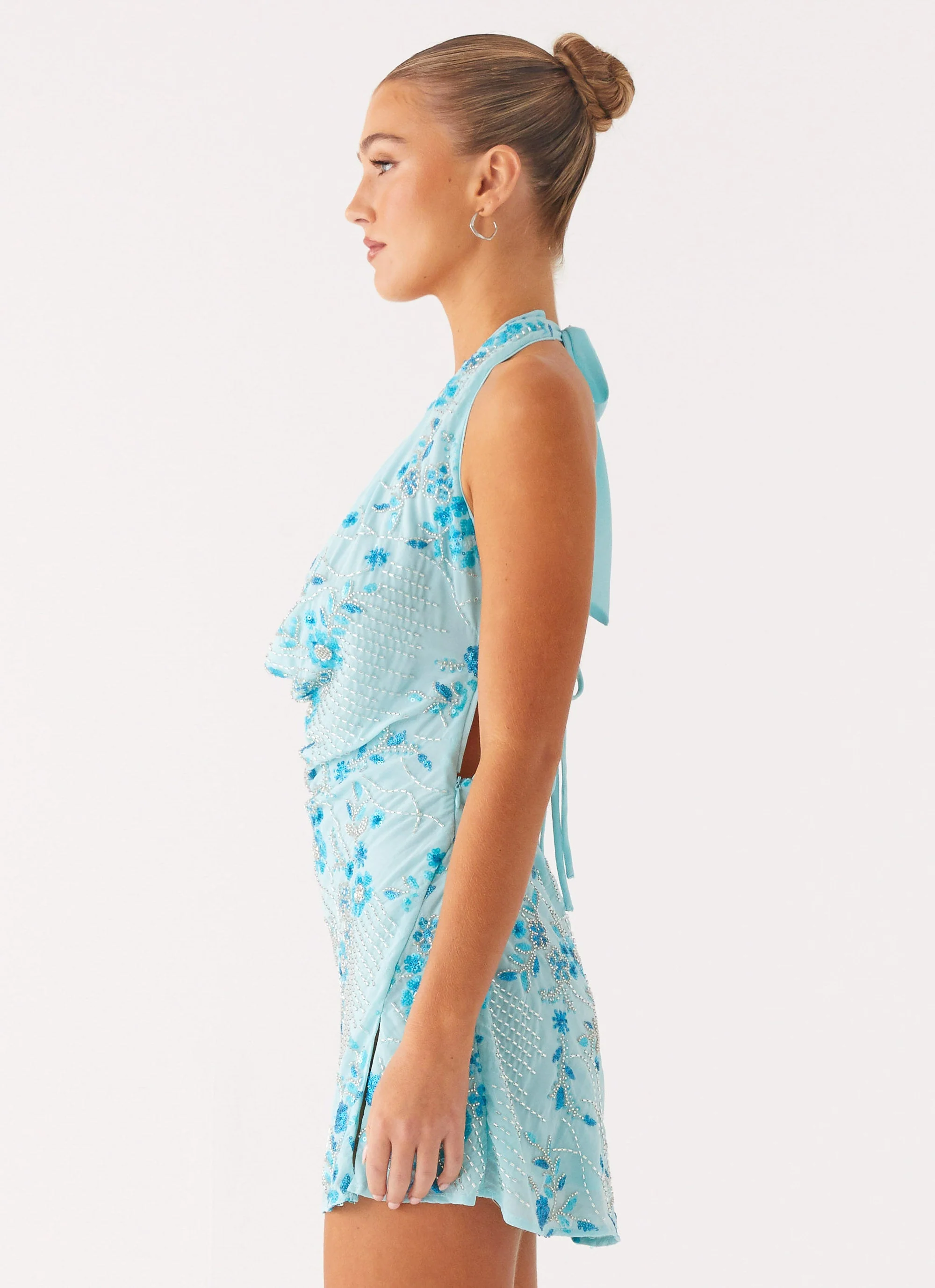 Cinzia Beaded Mini Dress - Blue - Image 2