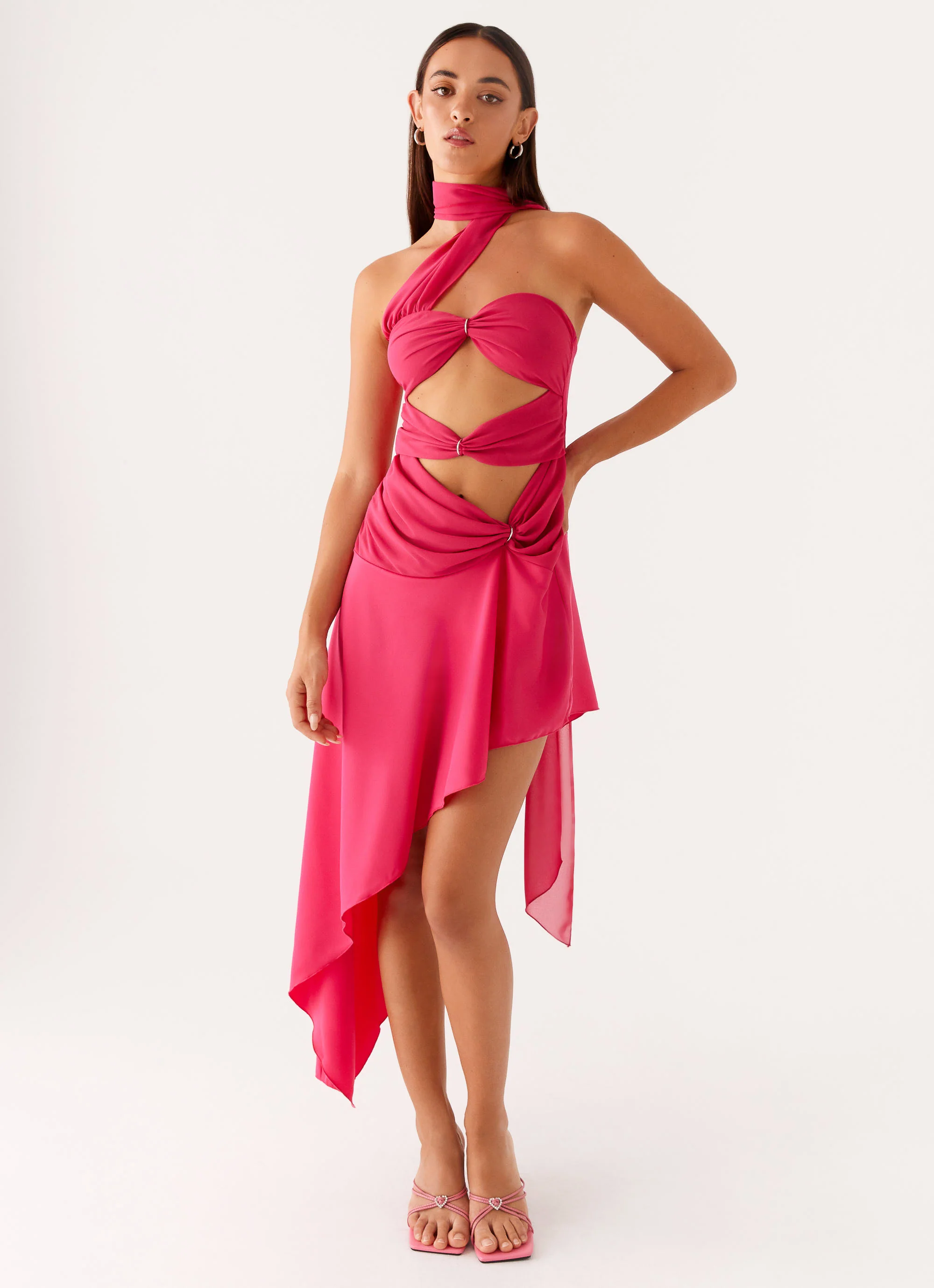 Circa Scarf Midi Dress - Hot Pink - Image 5