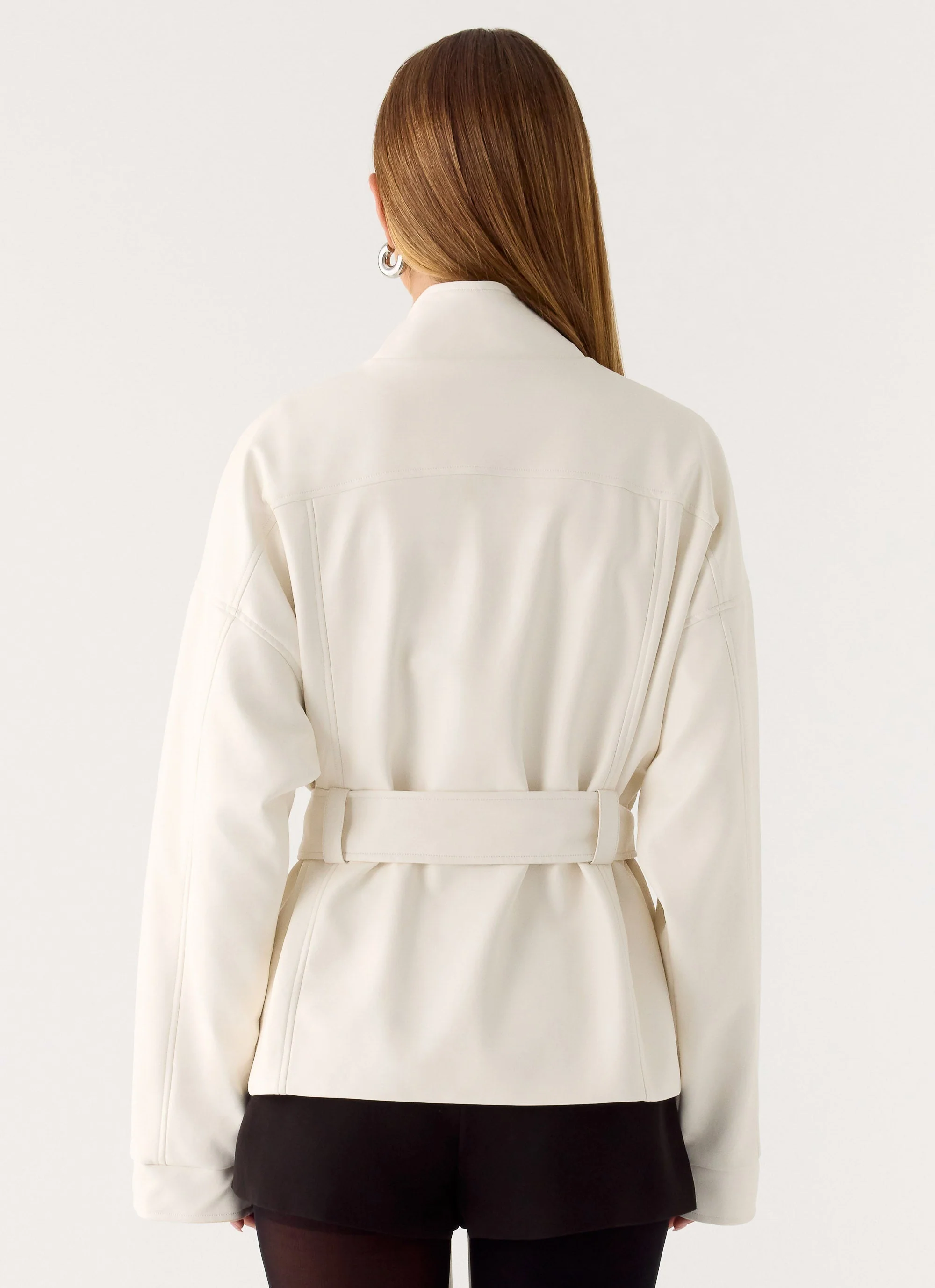 City Light Tie Waist Trench Jacket - Ivory - Image 3