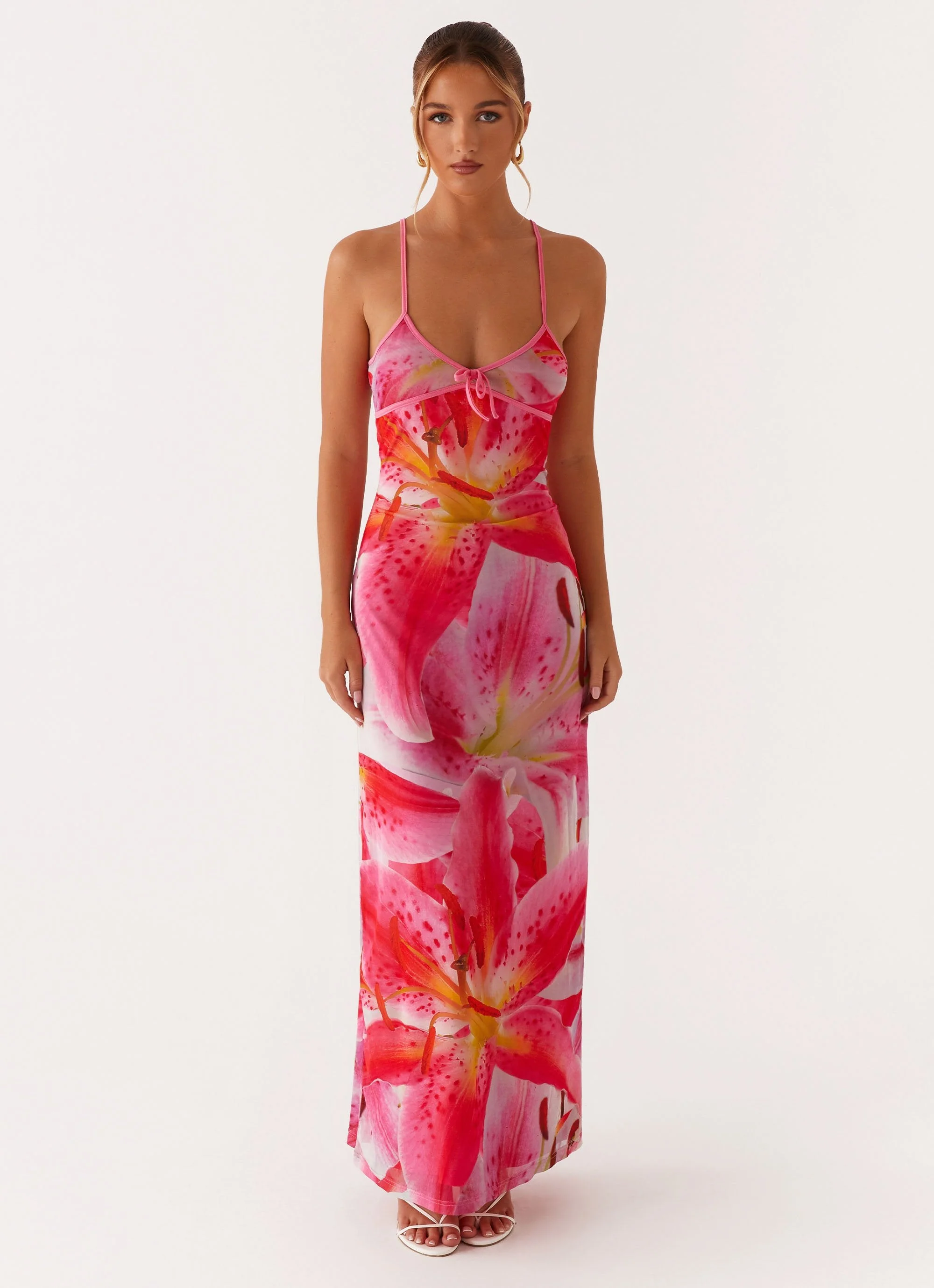 Claudie Maxi Dress - White Pink Lilly - Image 3