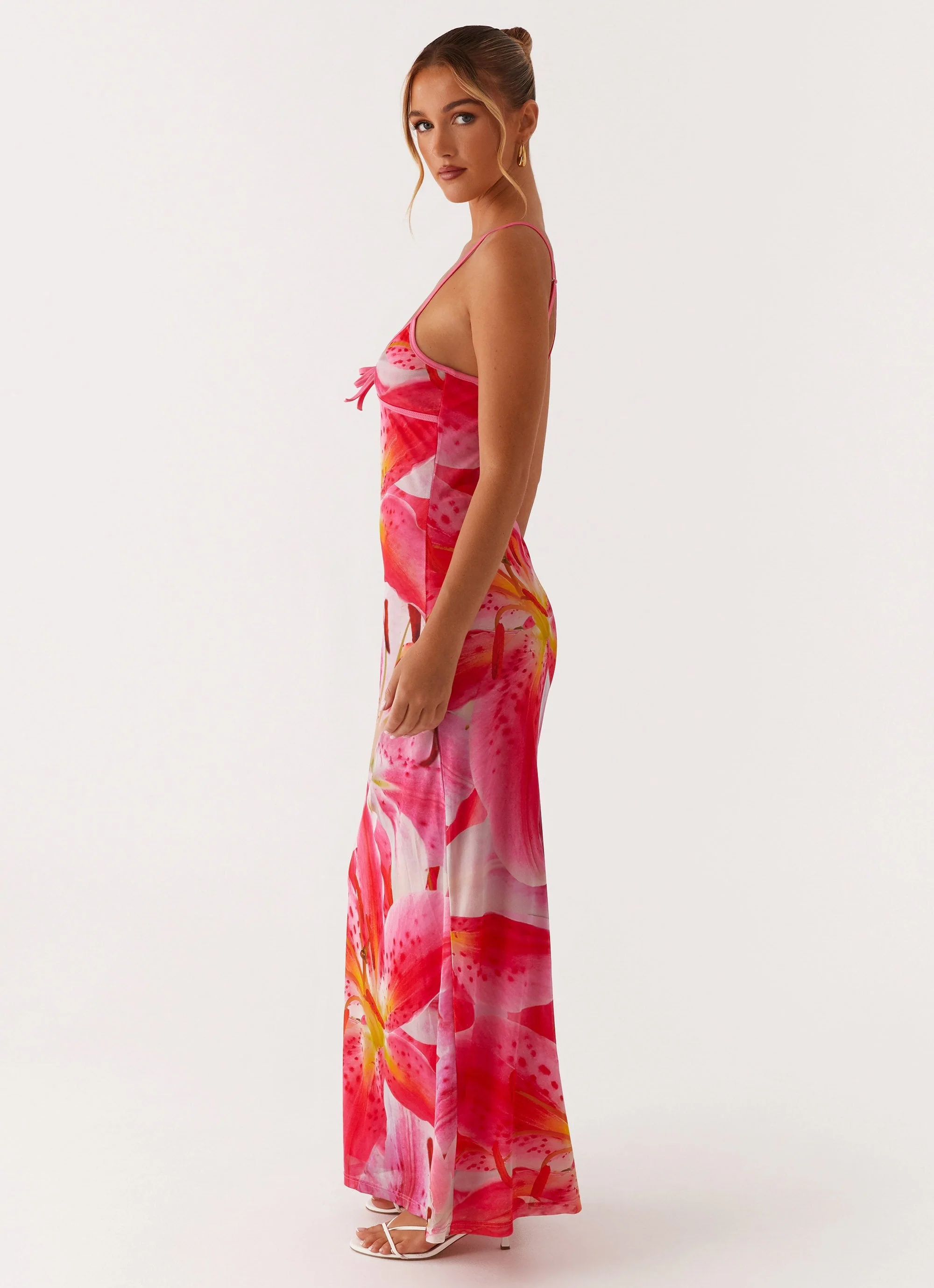 Claudie Maxi Dress - White Pink Lilly - Image 4