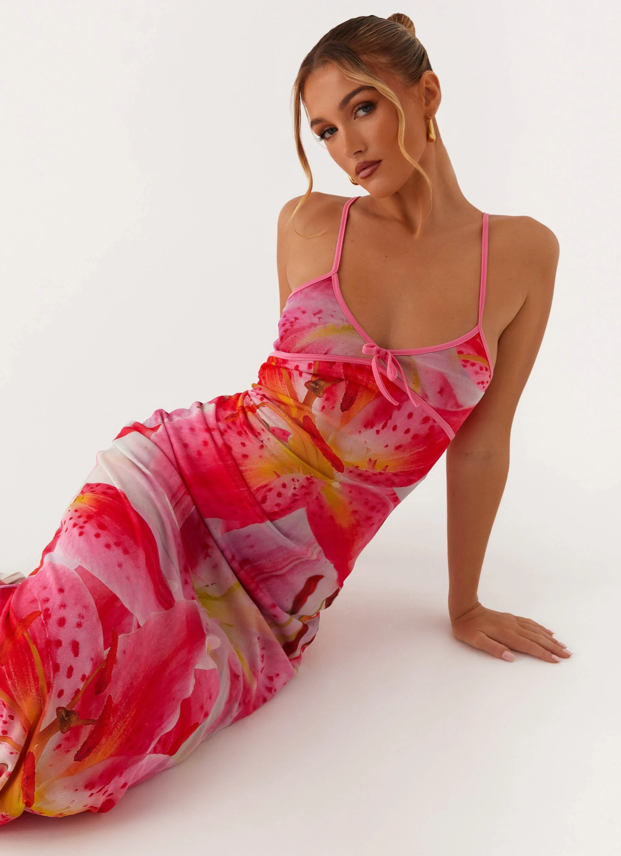 Claudie Maxi Dress - White Pink Lilly - Image 5