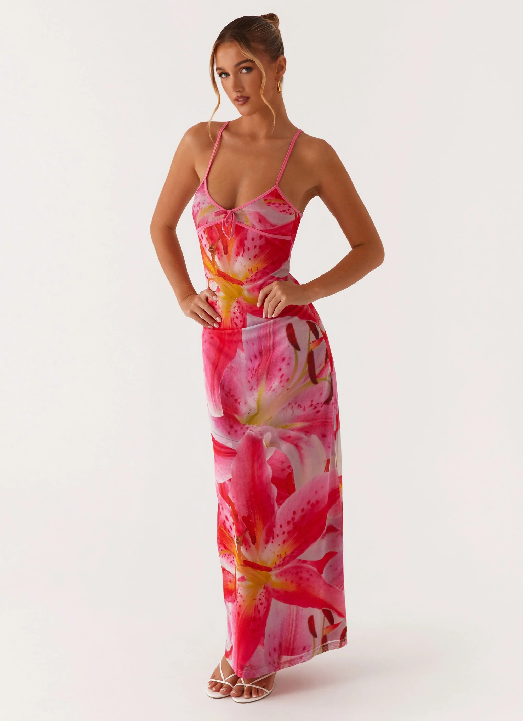 Claudie Maxi Dress - White Pink Lilly - Image 6