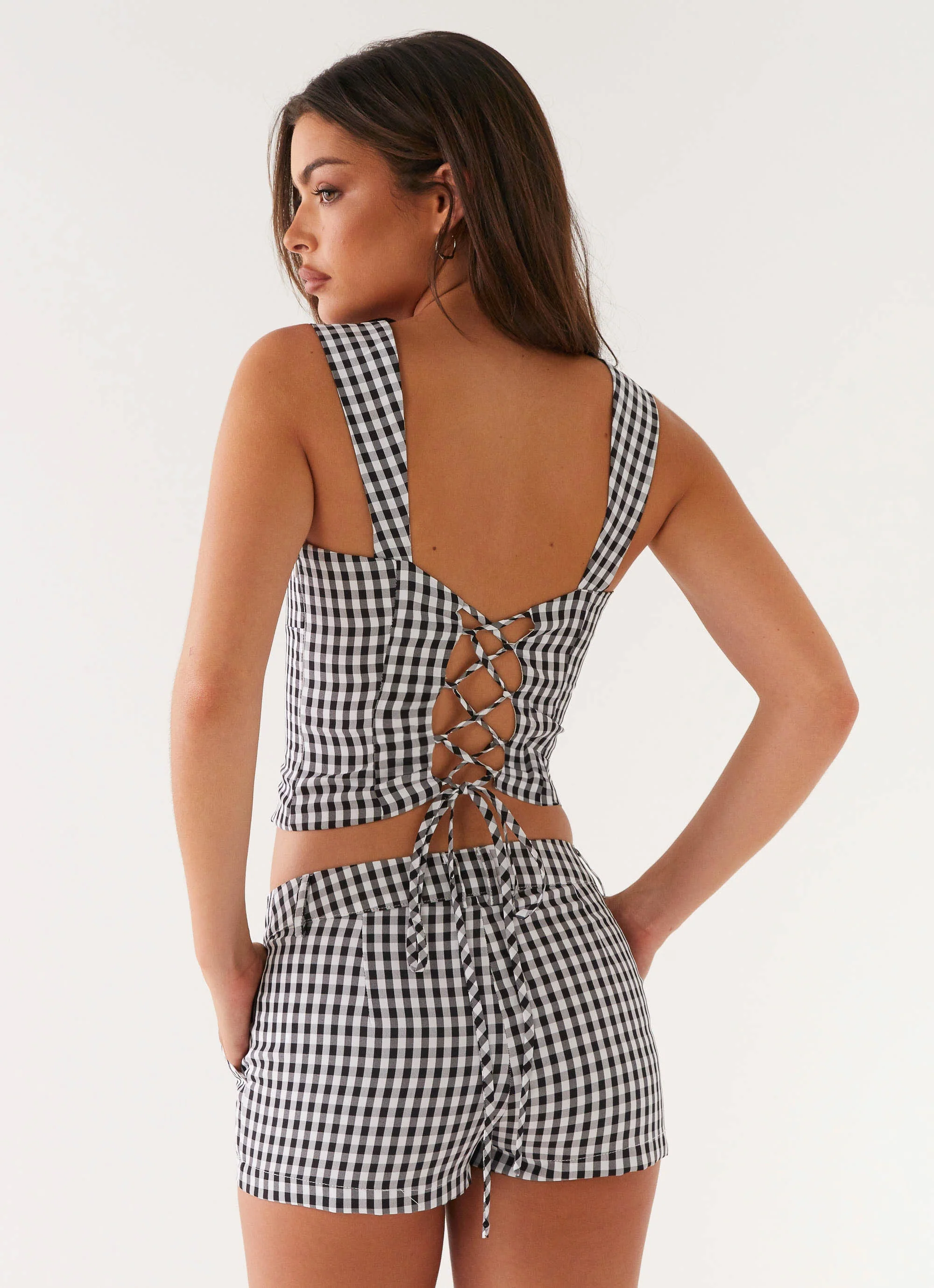 Clayton Tailored Shorts - Black Gingham - Image 5