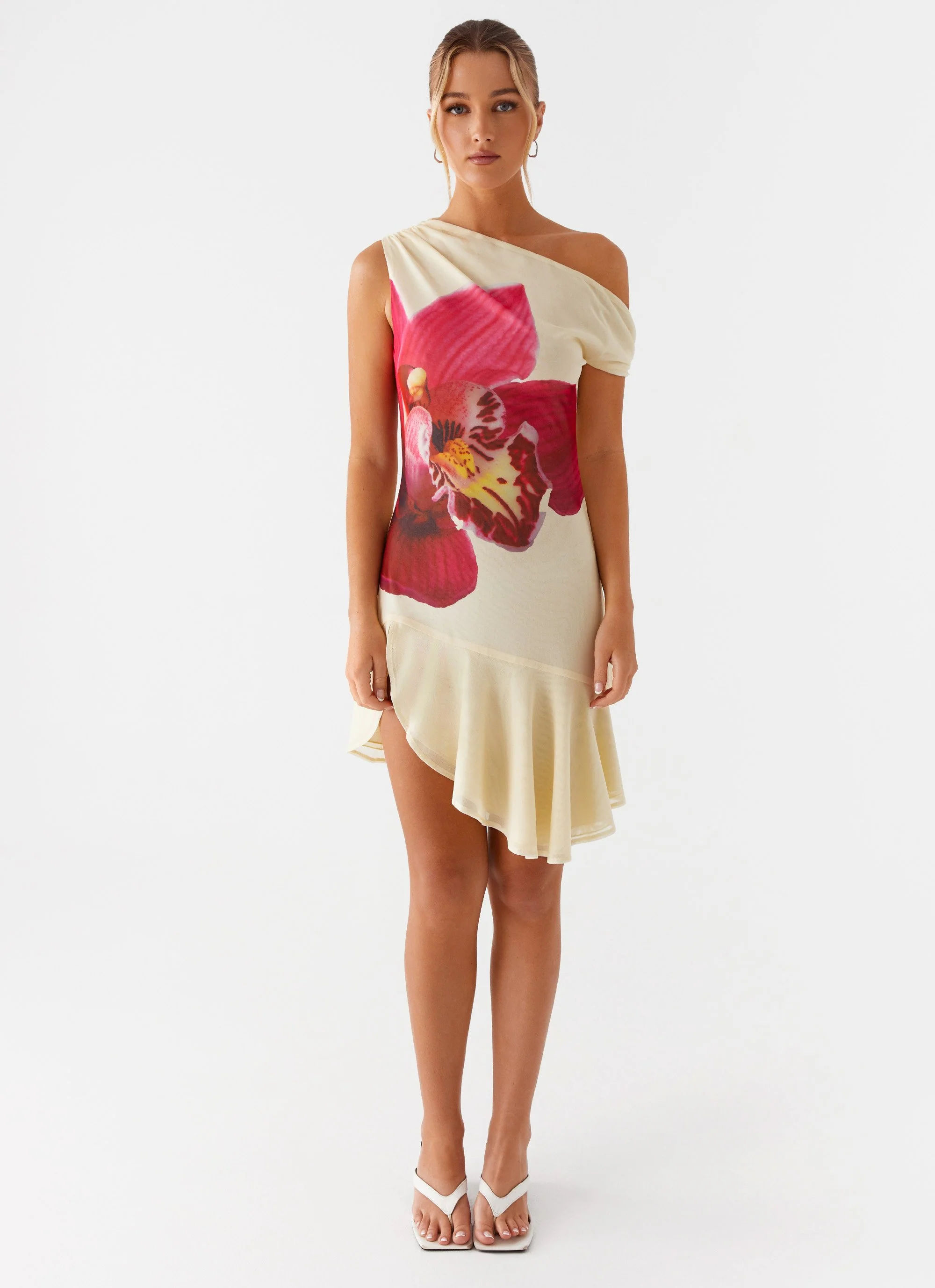 Clementina One Shoulder Mini Dress - Yellow - Image 3