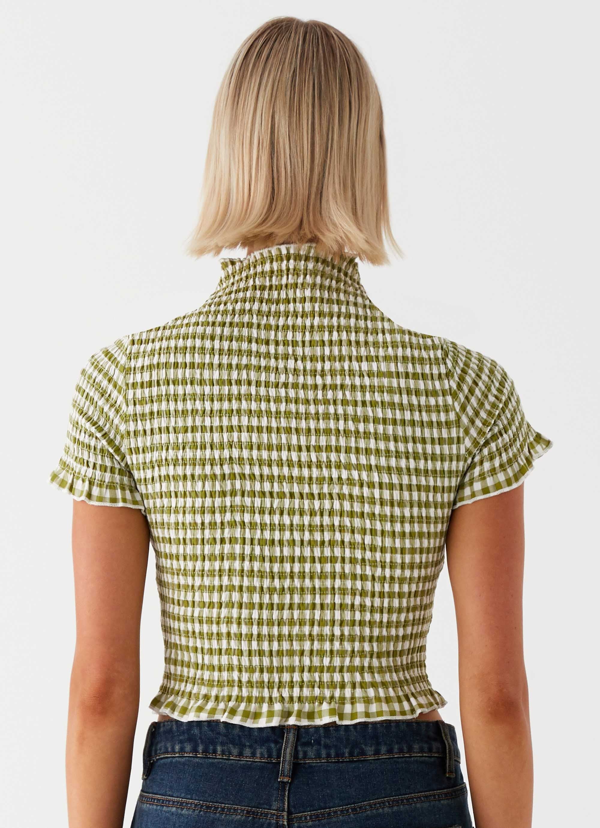 Cleo Tee - Khaki Gingham - Image 4