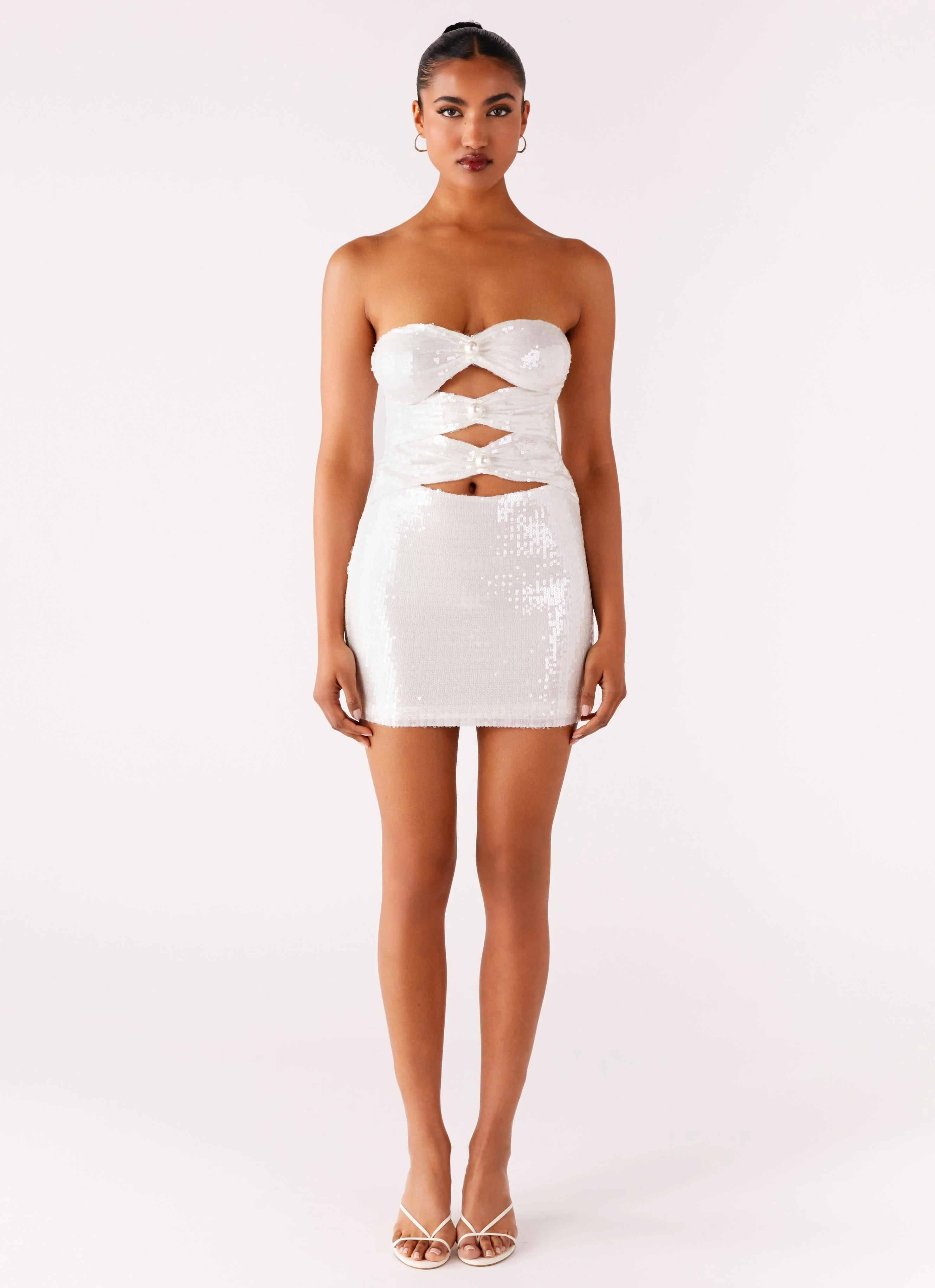 Clyra Sequin Mini Dress - Ivory - Image 4