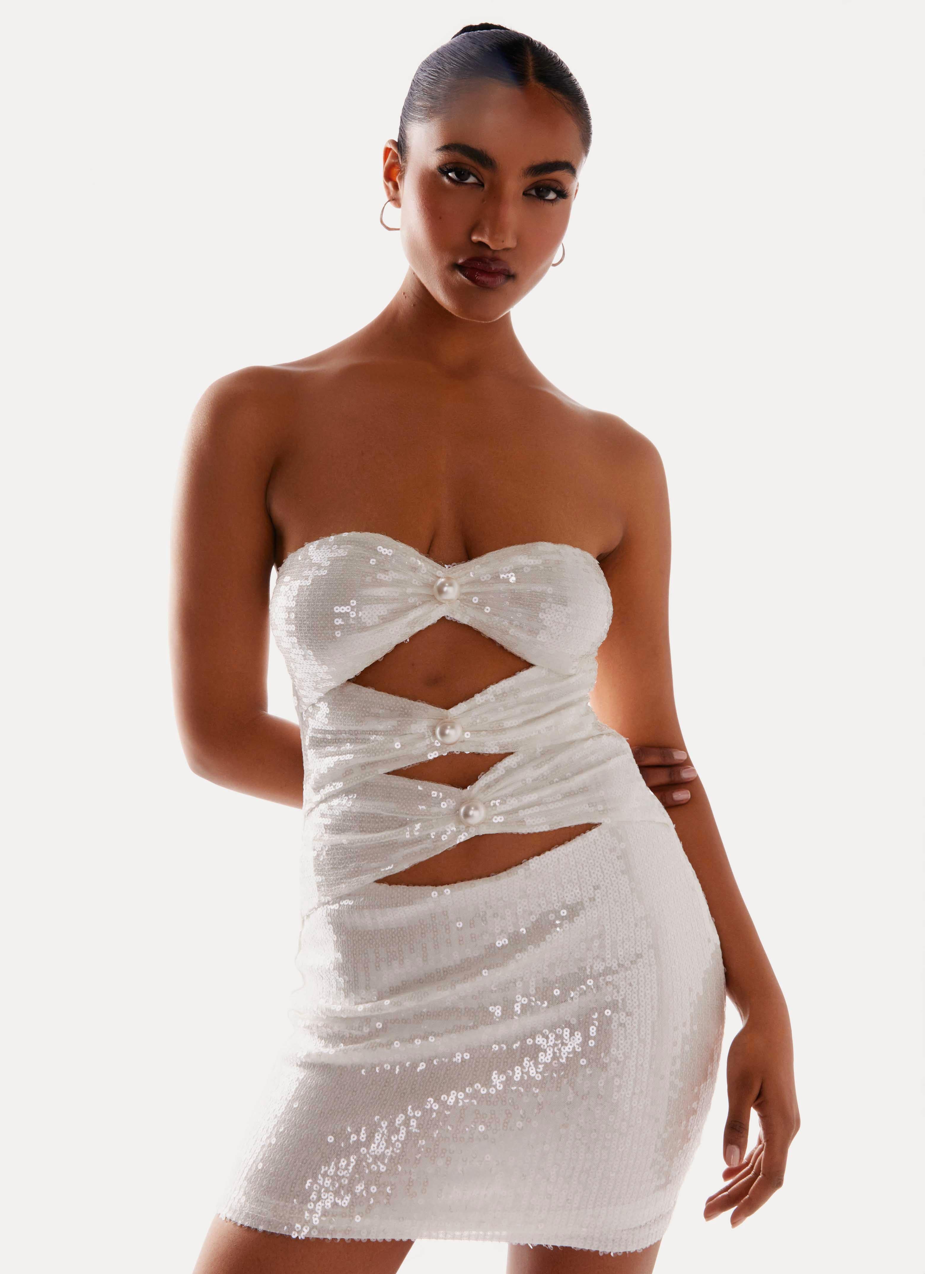 Clyra Sequin Mini Dress - Ivory - Image 6